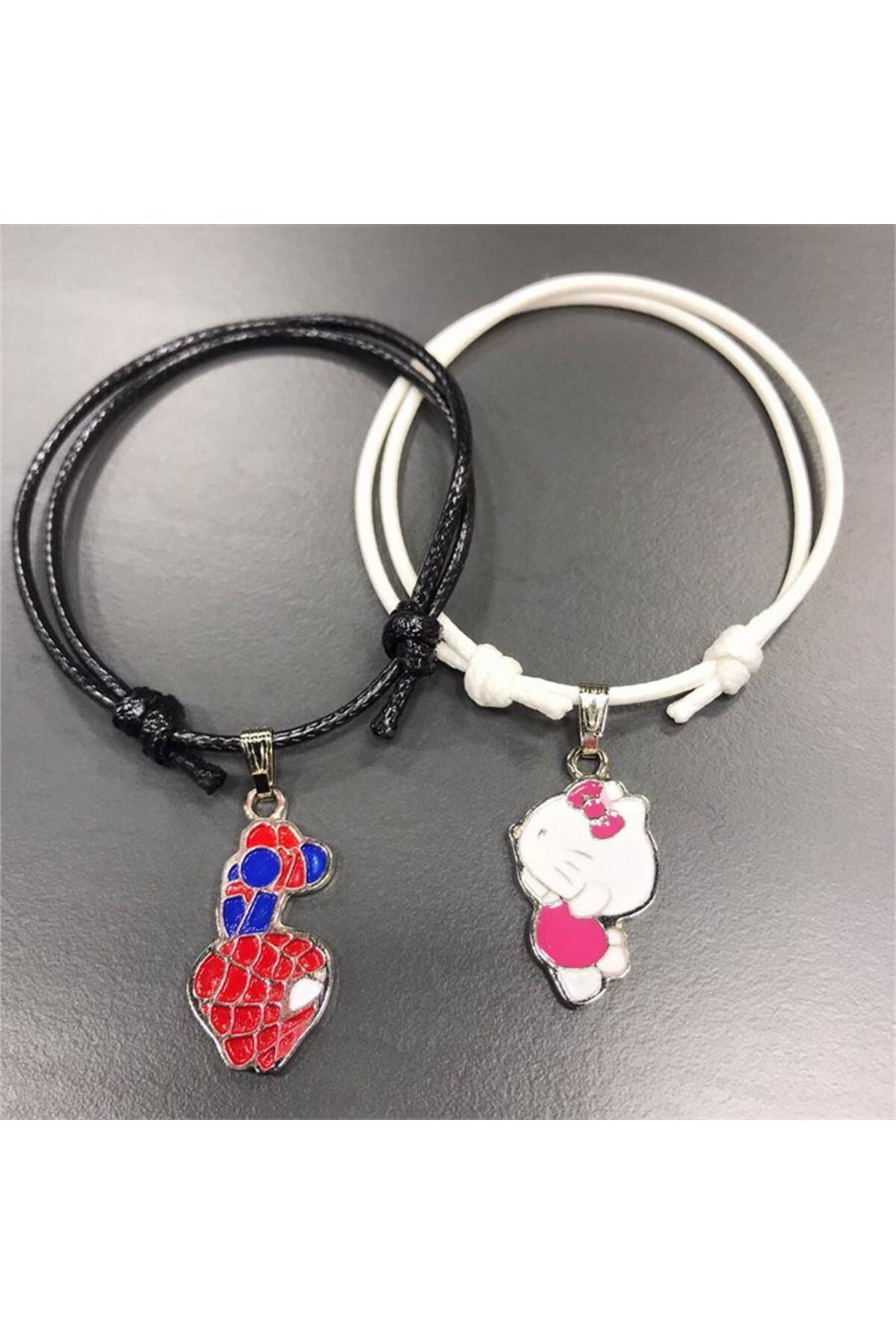 Spider & Hello Kitty Siyah Beyaz Çift Bileklik