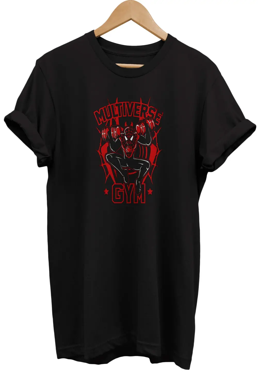 Spiderman Gym Baskılı %100 Pamuk Oversize T-shirt Büyük Beden Tiş