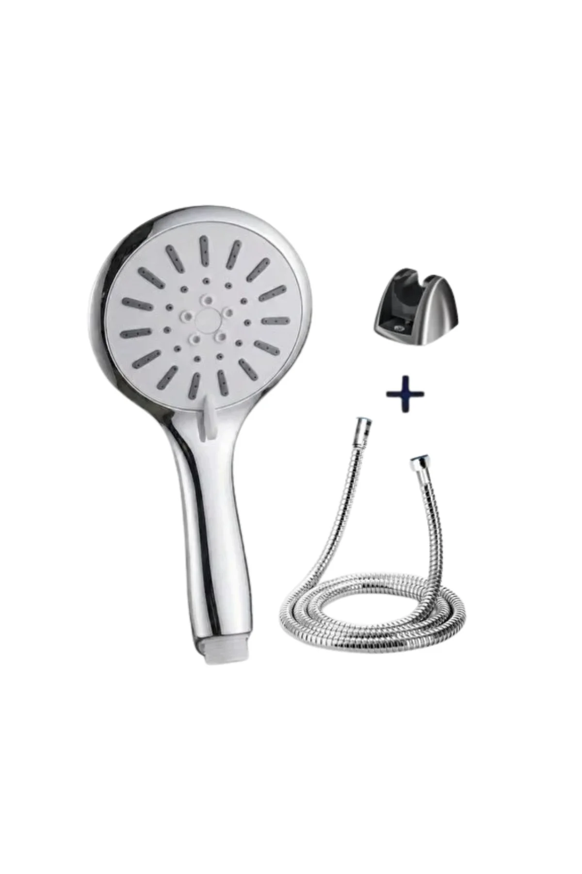 Spiral Hortumlu 4 Kademeli Krem El Duşu Başlığı Banyo Duş Seti