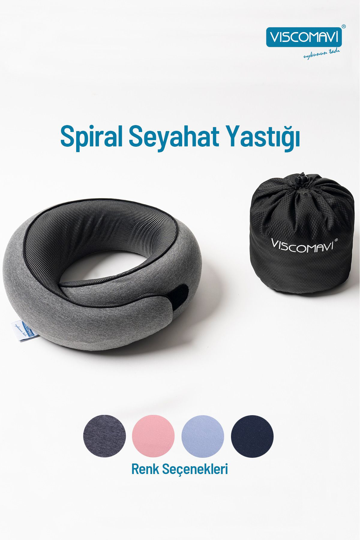 Viscomavi Spiral Seyahat Yastığı Pembe