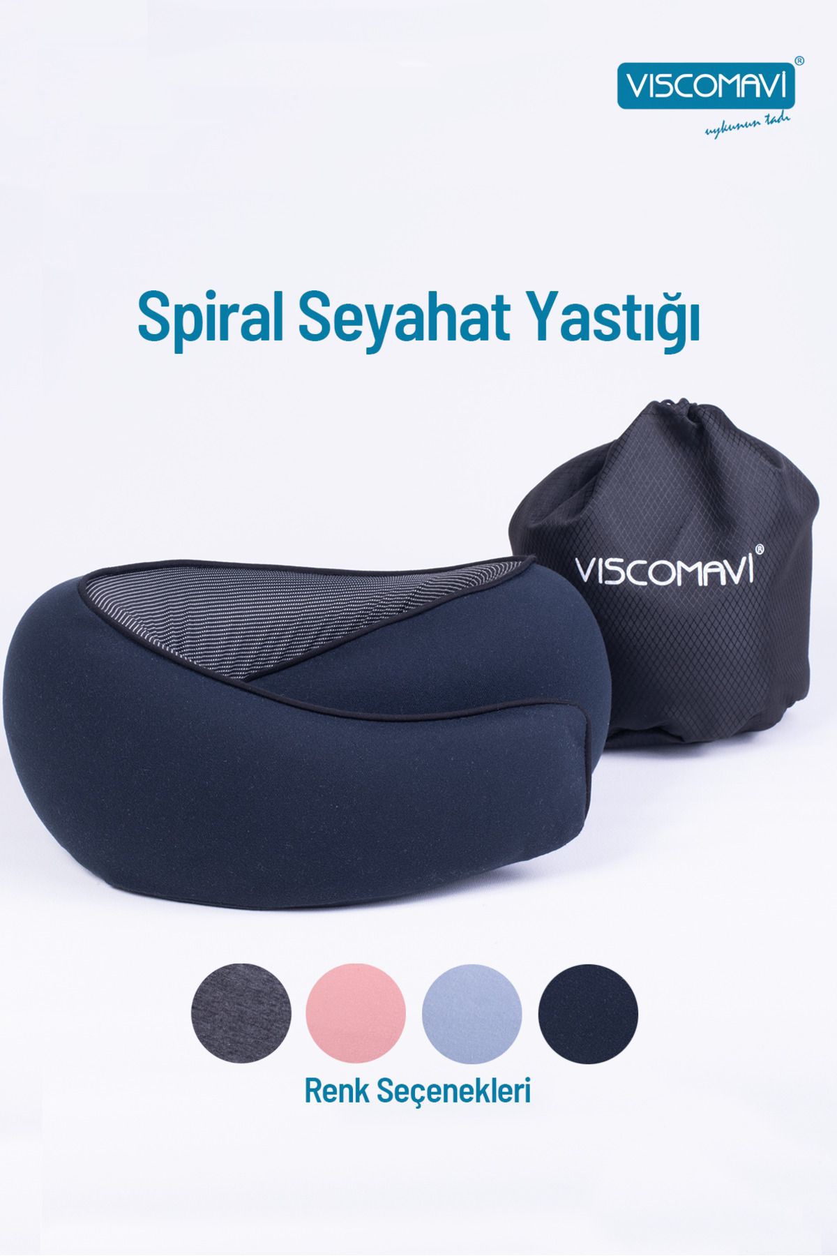 Viscomavi Spiral Seyahat Yastığı Pembe