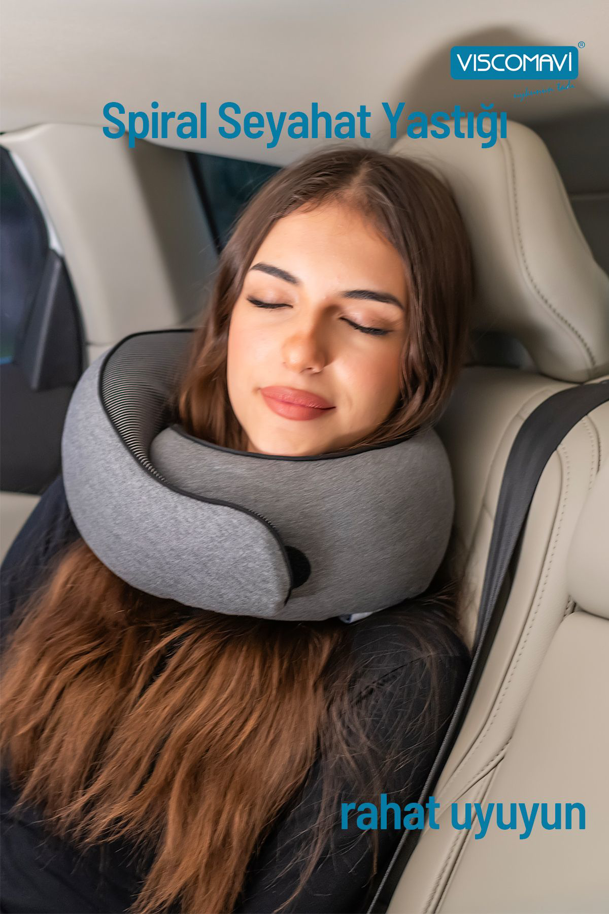Viscomavi Spiral Seyahat Yastığı Pembe