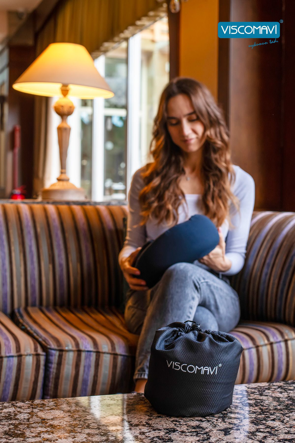 Viscomavi Spiral Seyahat Yastığı Pembe