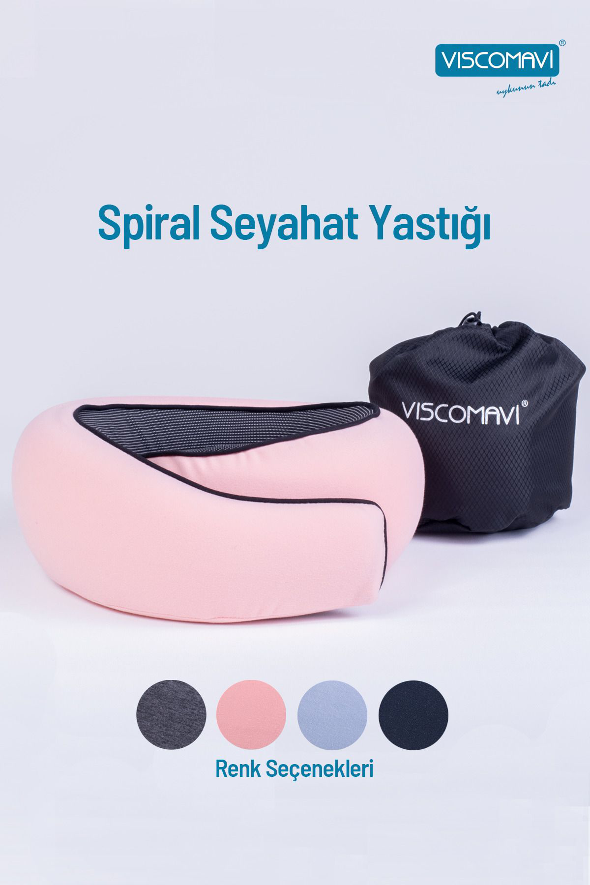 Viscomavi Spiral Seyahat Yastığı Pembe