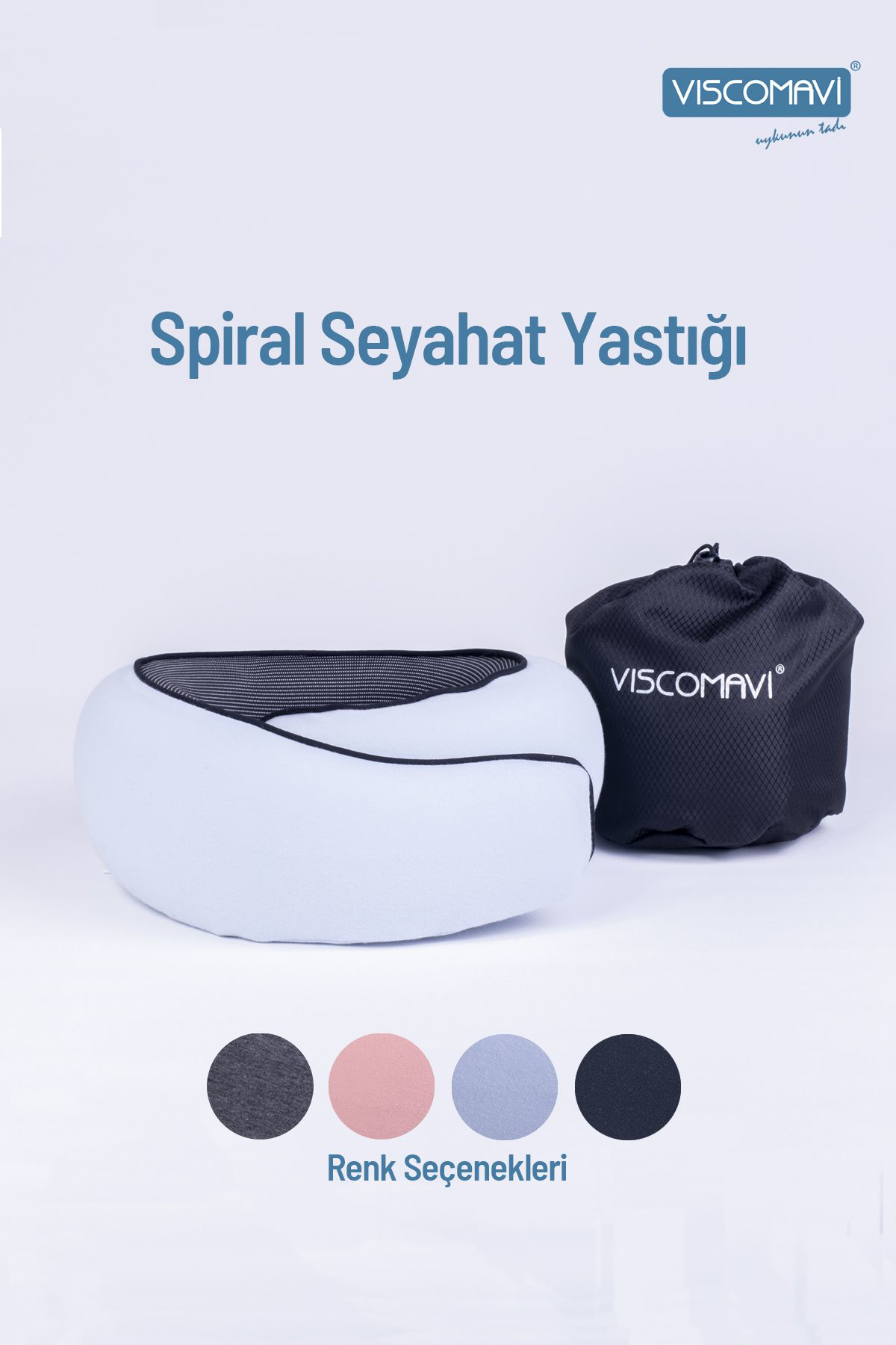 Viscomavi Spiral Seyahat Yastığı Pembe