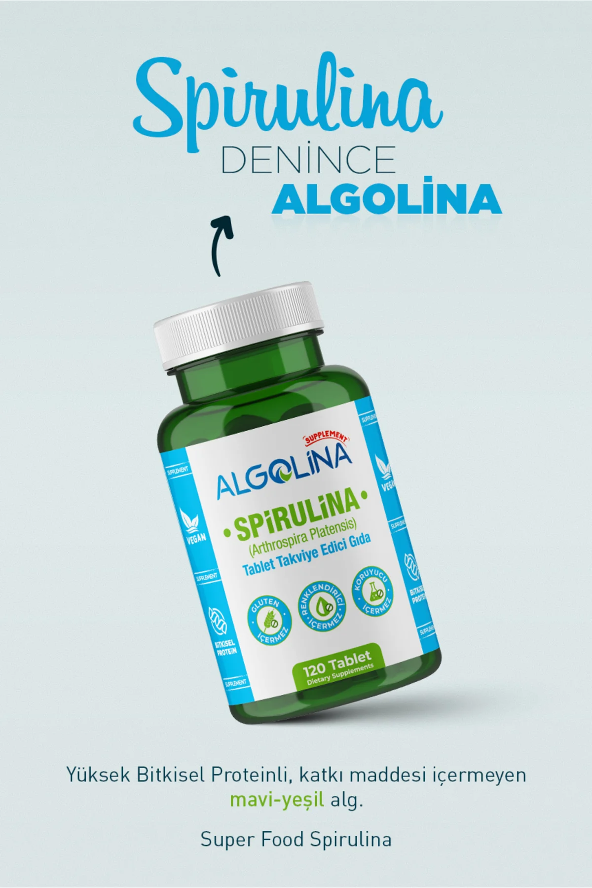 Spirulina 120 Tablet 600 Mg Bitkisel Protein - Takviye Edici Gıda