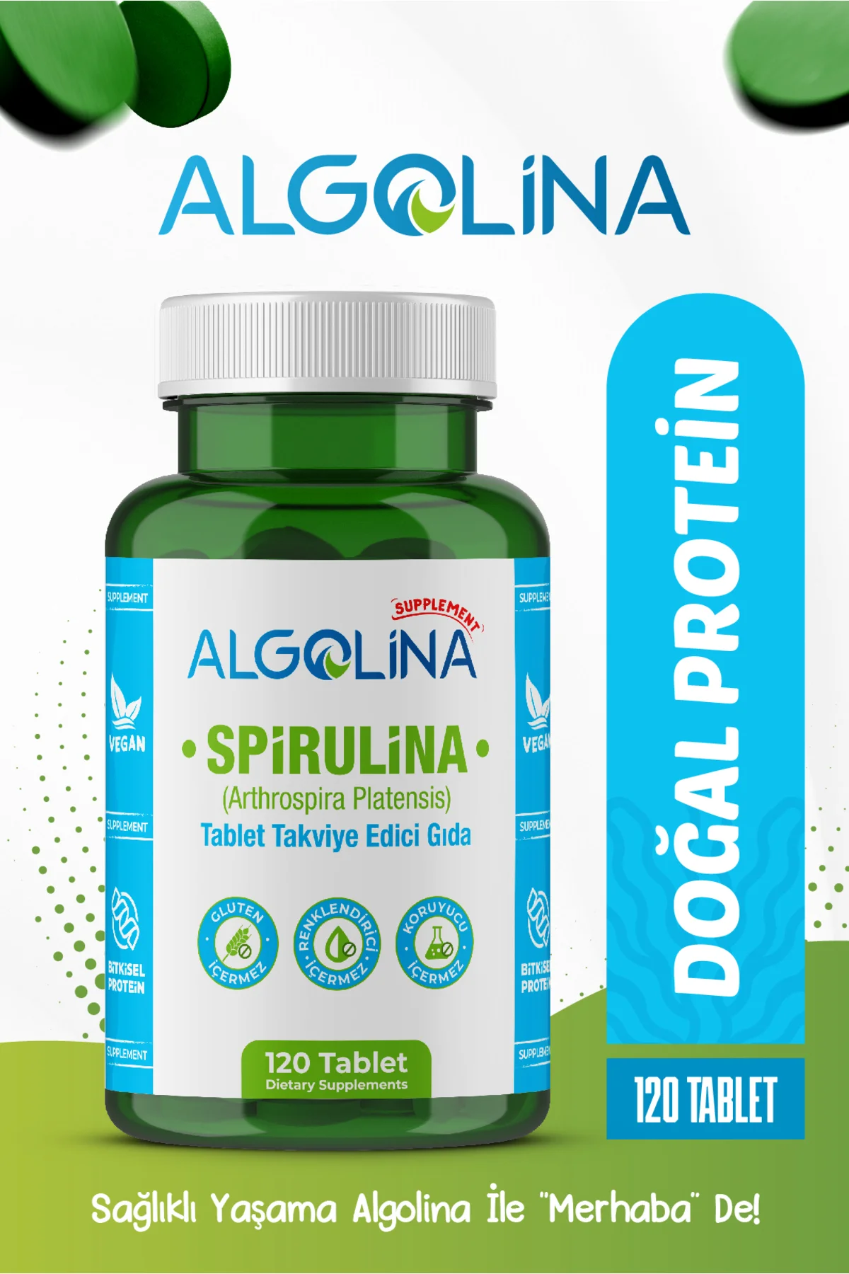 Spirulina 120 Tablet 600 Mg Bitkisel Protein - Takviye Edici Gıda