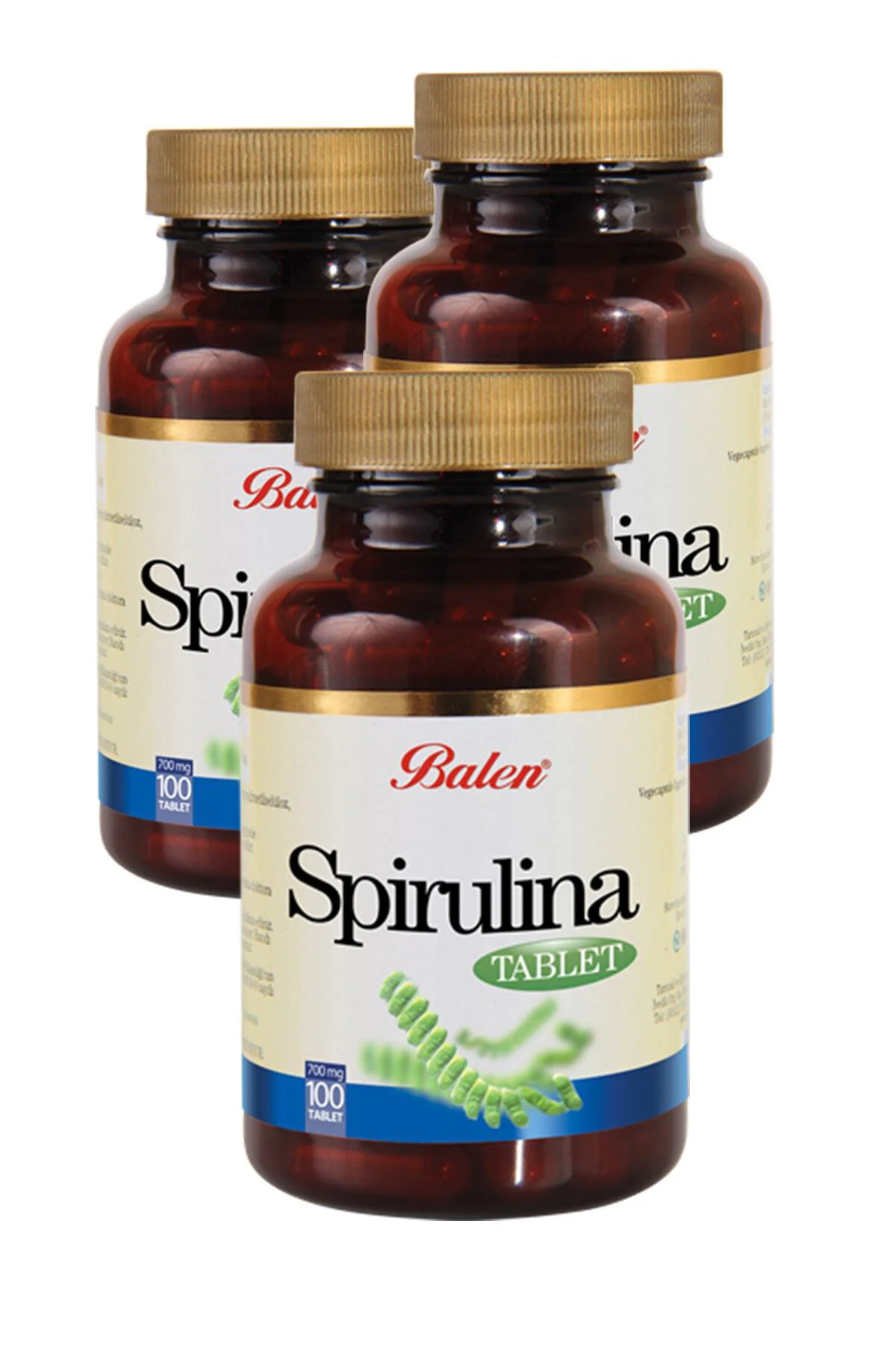 Spirulina Tablet 100 X 740 Mg Siprulina Yosun Alg - 3 Kutu Yosun Hapı Tablet