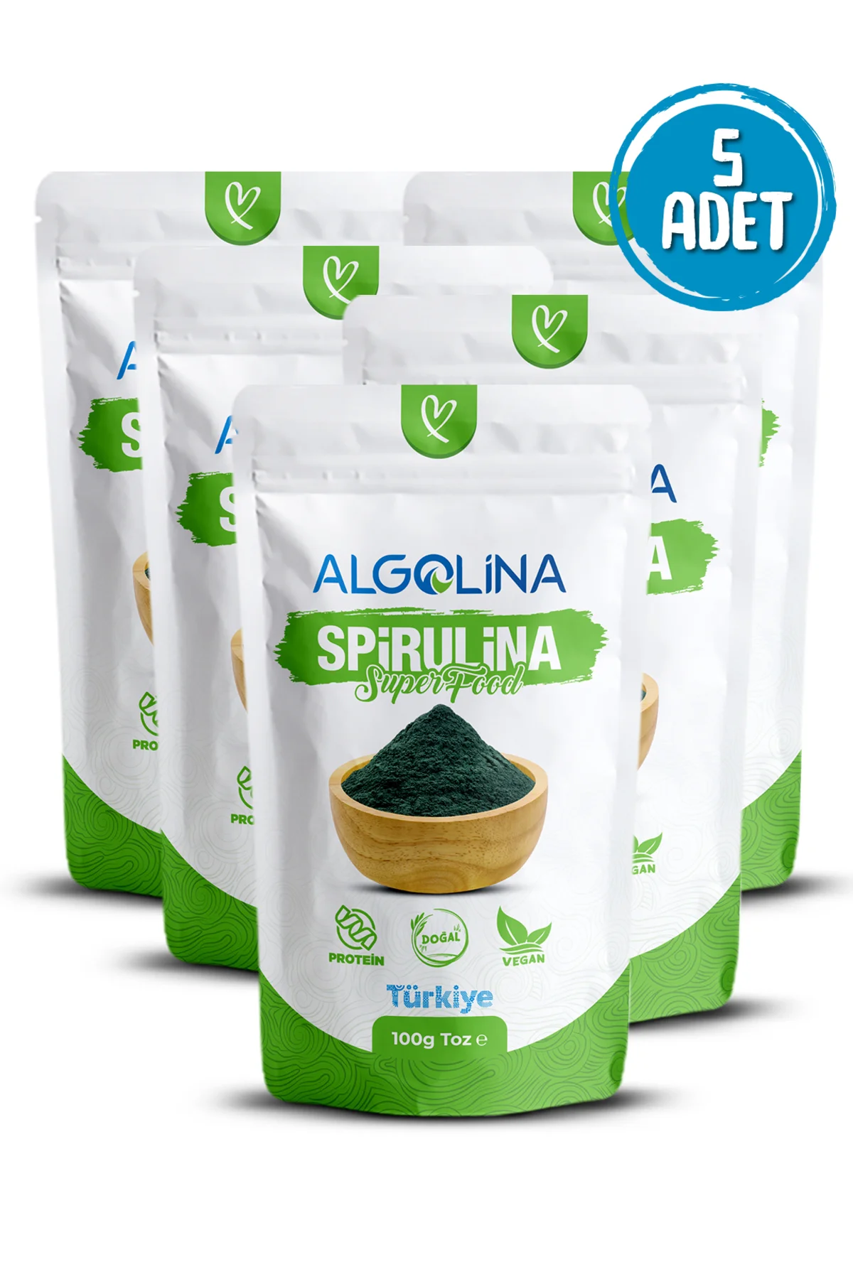 Spirulina Tozu 100 gr (5 ADET) - Bitkisel Protein - Doğal Gıda Ta
