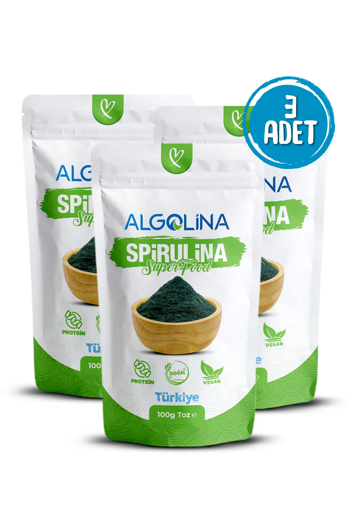Spirulina Tozu 100 gr (3 ADET) - Bitkisel Protein - Doğal Diyet T