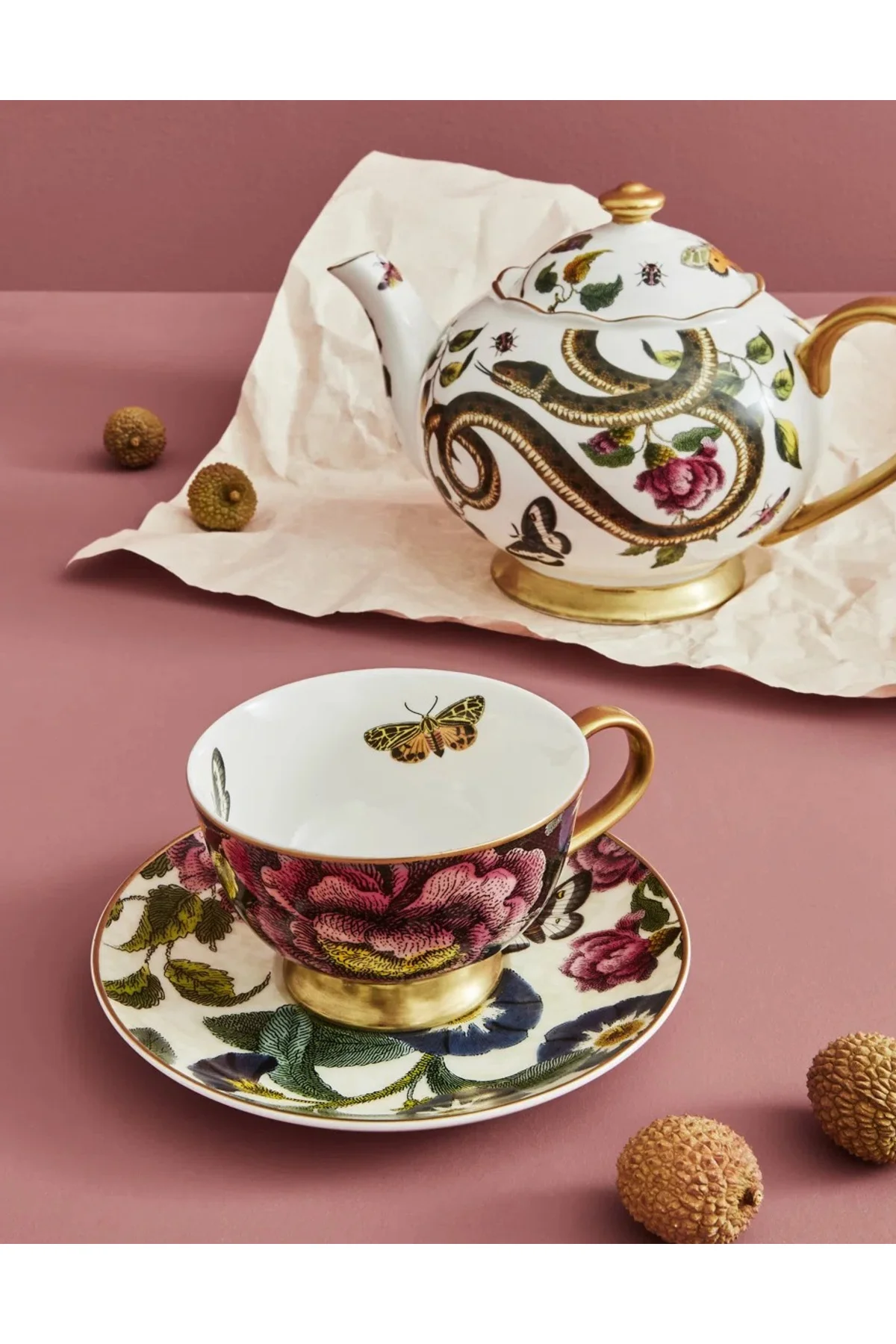 Spode, Creatures Of Curiosity - Kelebekli Çay Fincanı - (Black/Cr