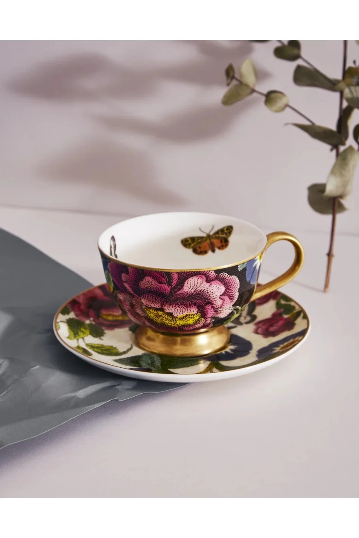 Spode, Creatures Of Curiosity - Kelebekli Çay Fincanı - (Black/Cr