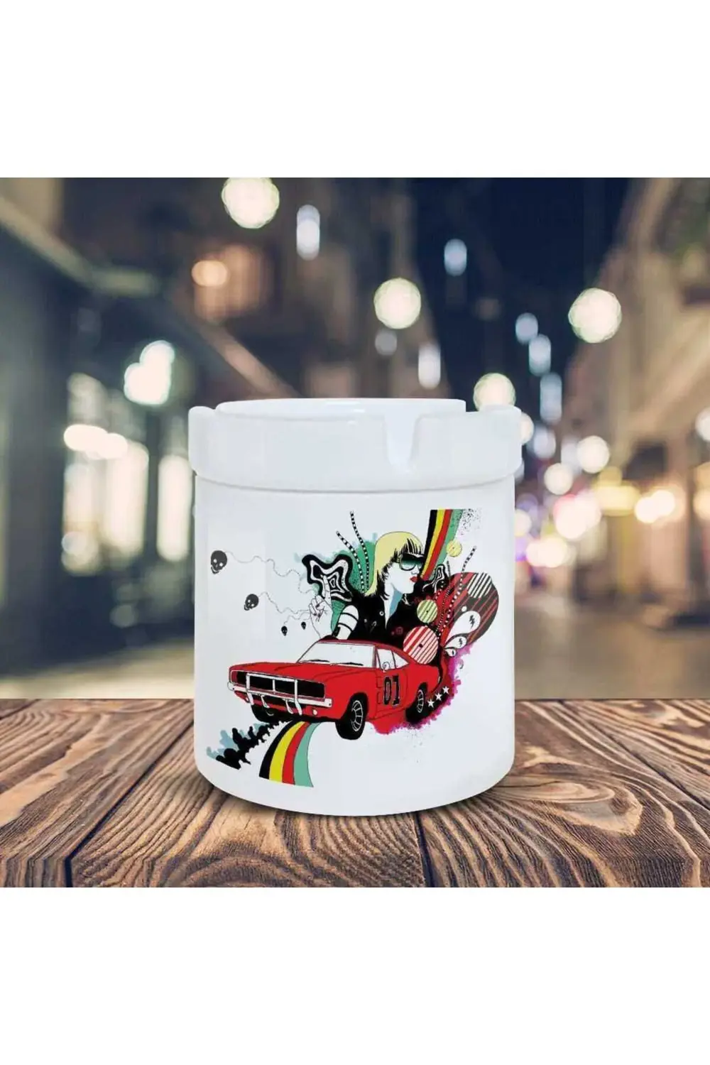 Spor Araba Sarışın Kız Baskılı Küllük Kül Tablası -09991