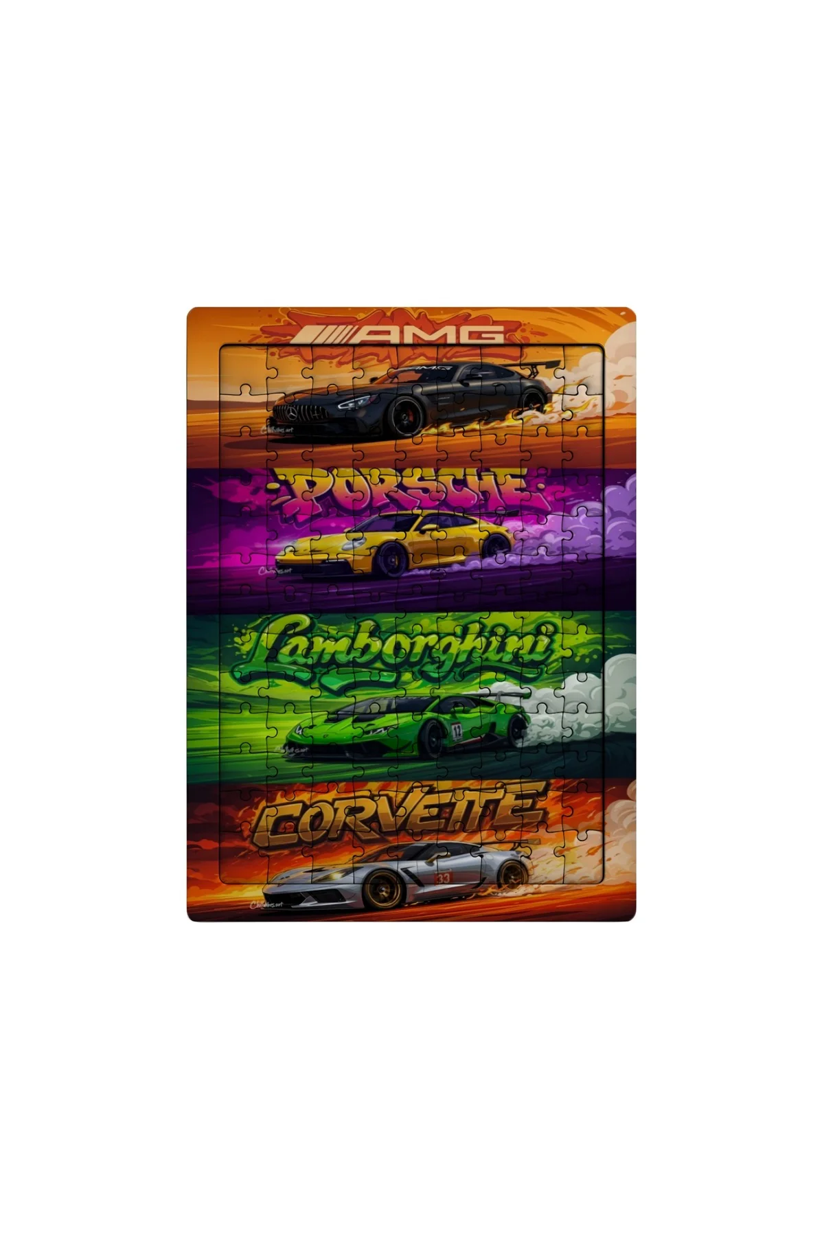 Spor Arabalar 99 Parça Ayaklı Puzzle – Dekoratif Çocuk Yapbozu 04