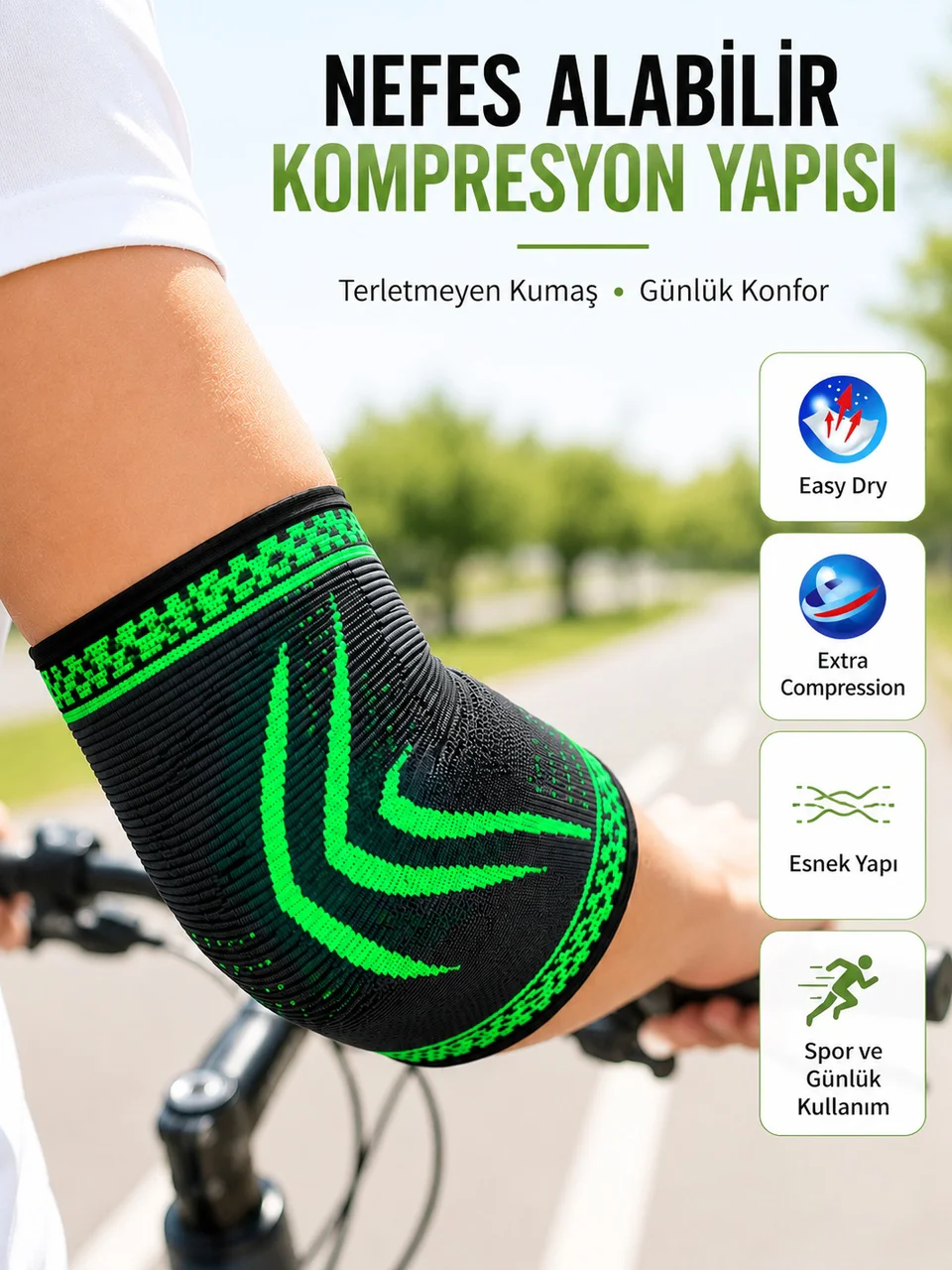 Spor Dirsekliği Dirsek Koruyucu Kompresyonlu Nefes Alabilir Esnek Destek Bandajı - Lisinya Diğer