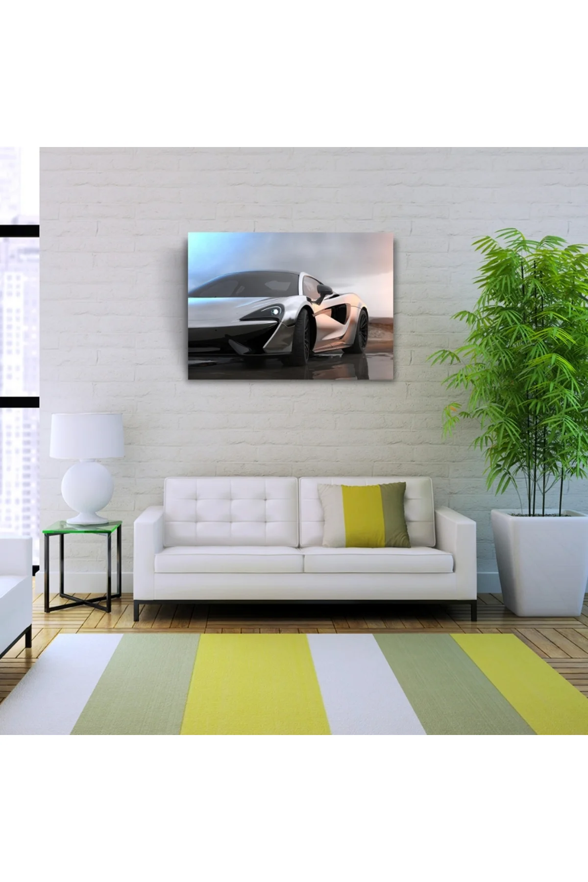 Spor Gri Araba Kanvas Tablo 50 x 70