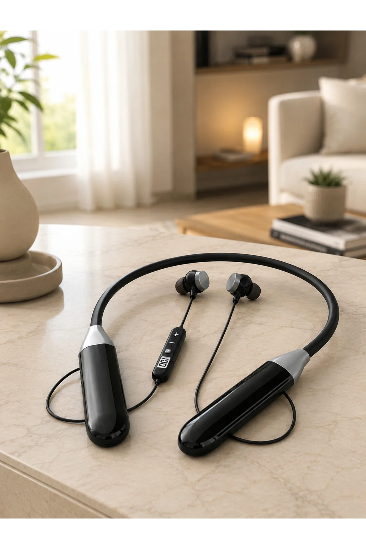 Spor İçin Bluetooth Boyun Kulaklığı Mikrofonlu Kablosuz Kulak İçi Müzik Ve Telefon Kulaklığı Spor İçin Bluetooth Boyun Kulaklığı Mikrofonlu Kablosuz Kulak İçi Müzik Ve Telefon Kulaklığı - Görsel 2