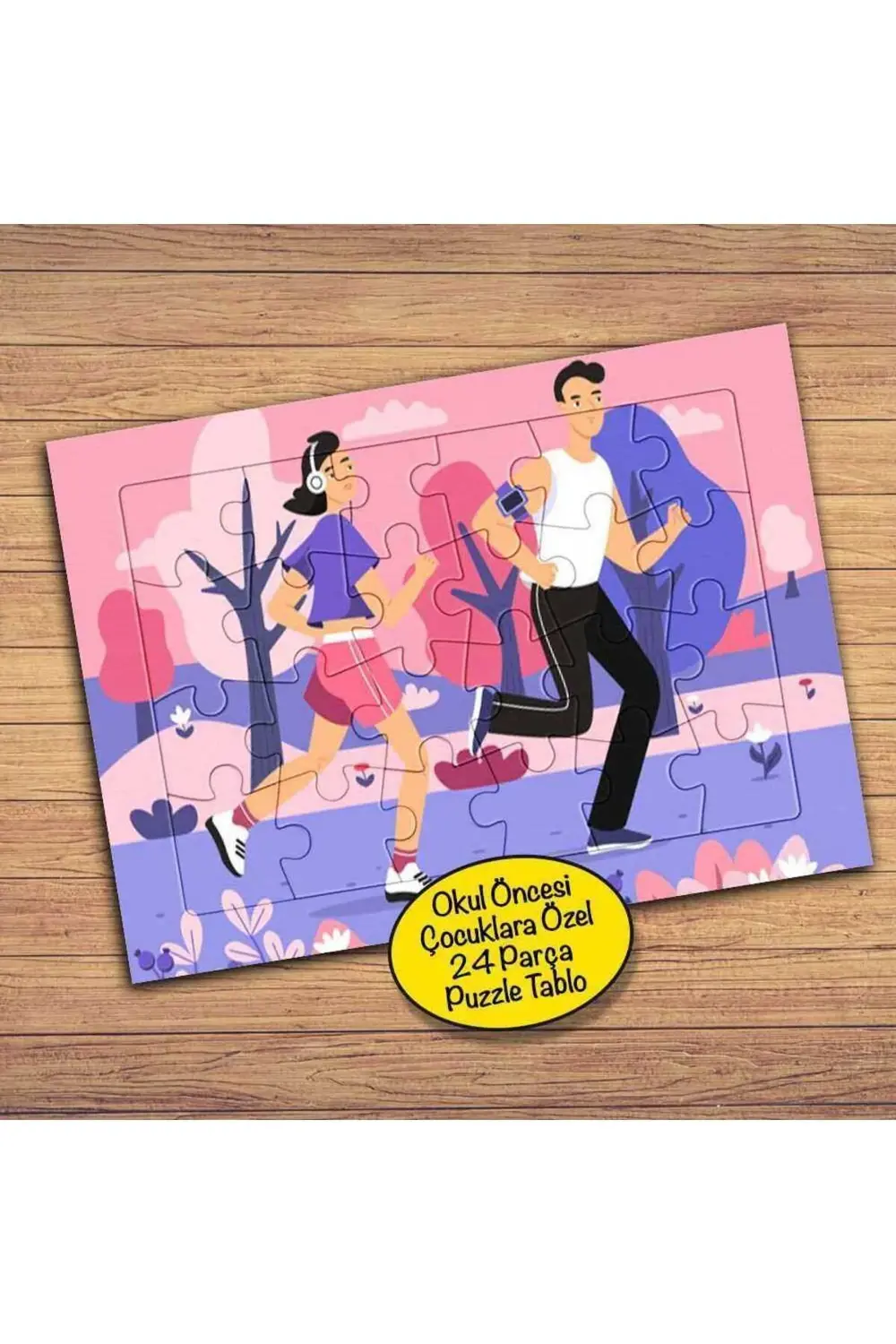 Spor-koşu Yapan Insanlar 24 Parça Çocuklara Özel Yapboz Tablo-38