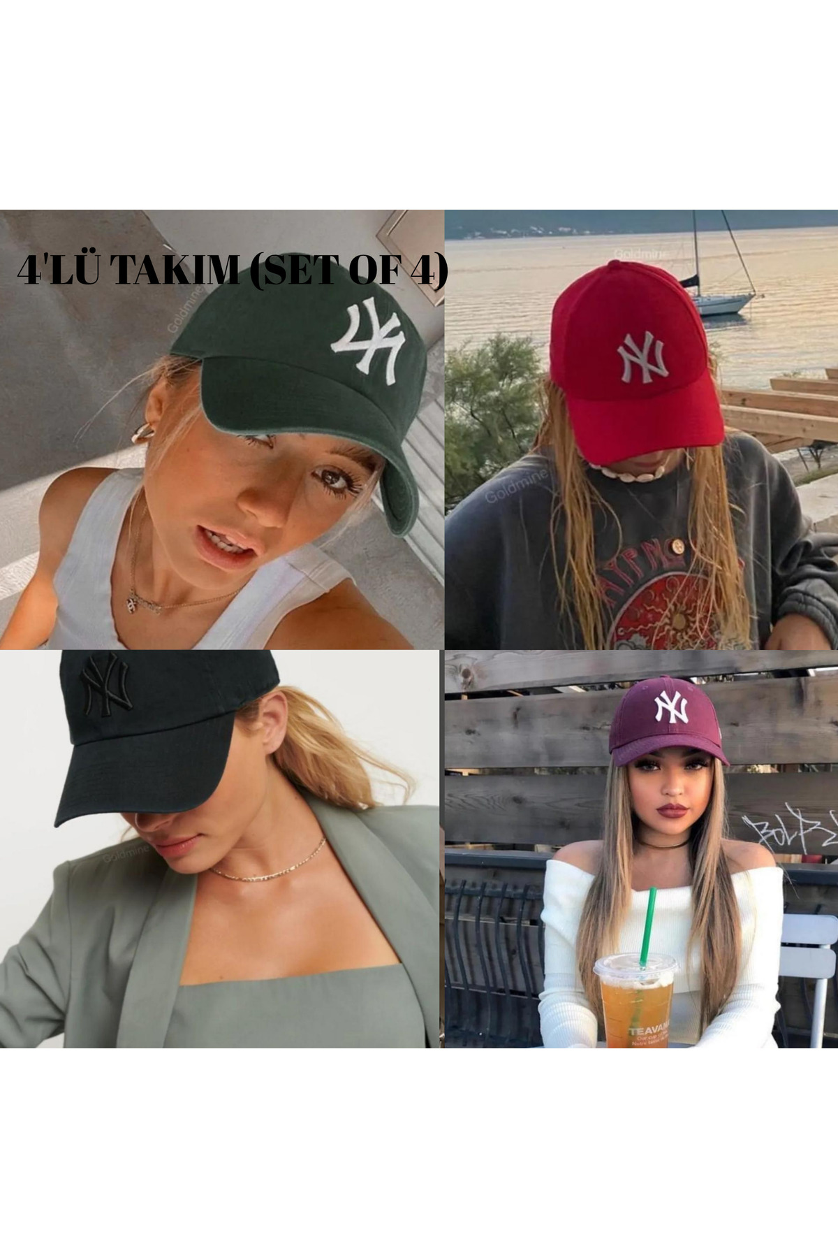 Spor Şapka Ayarlanabilir Unisex 4'lü Şapka Takımı, Şapka