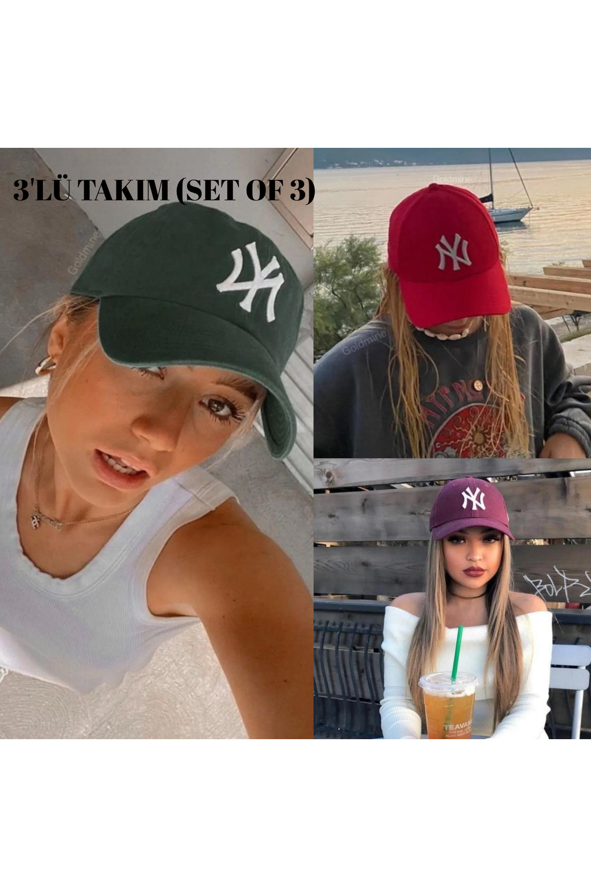 Spor Şapka Ayarlanabilir Unisex 3'lü Şapka Takımı