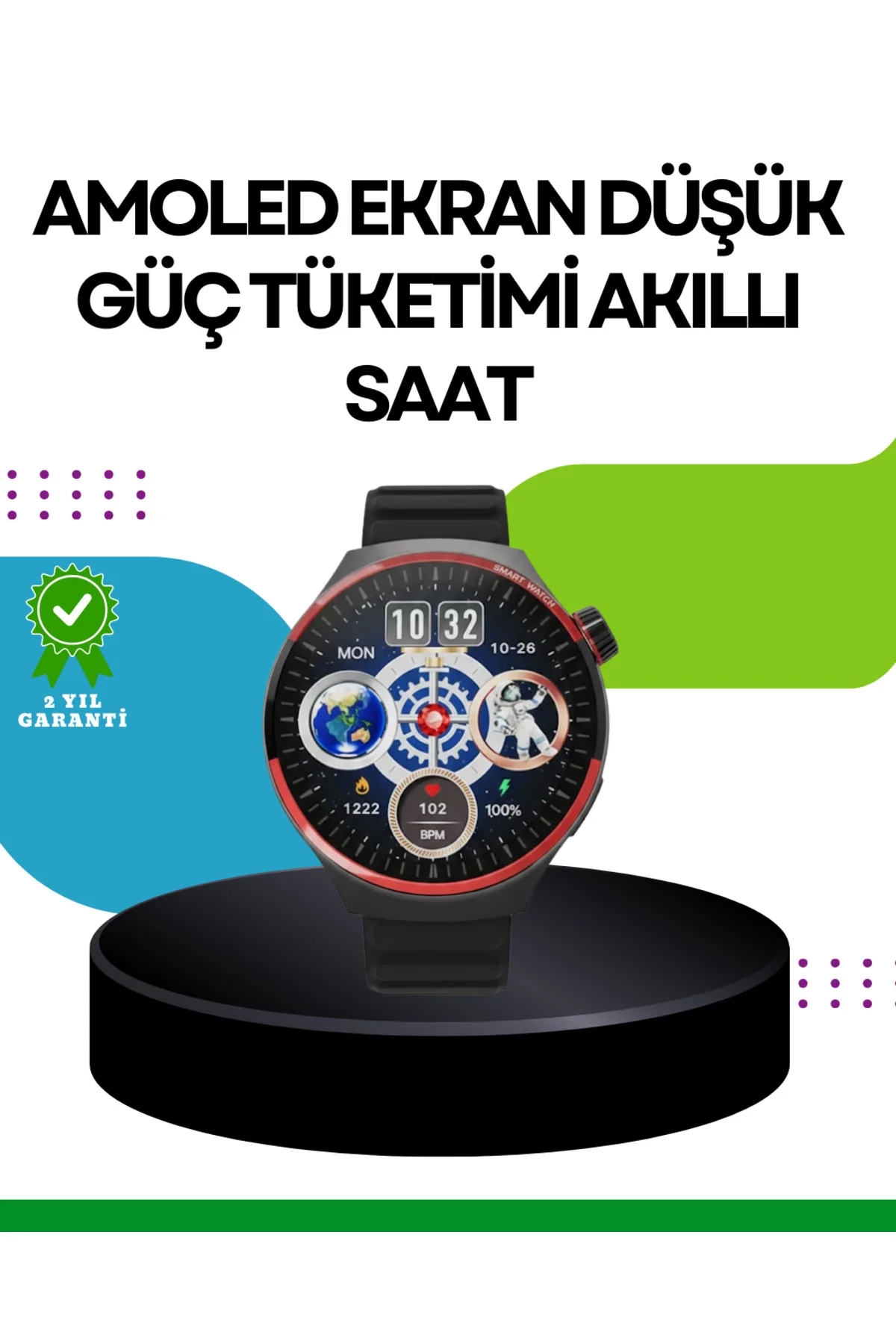 Spor ve Sağlık Takipli Akıllı Saat Kablosuz Şarj