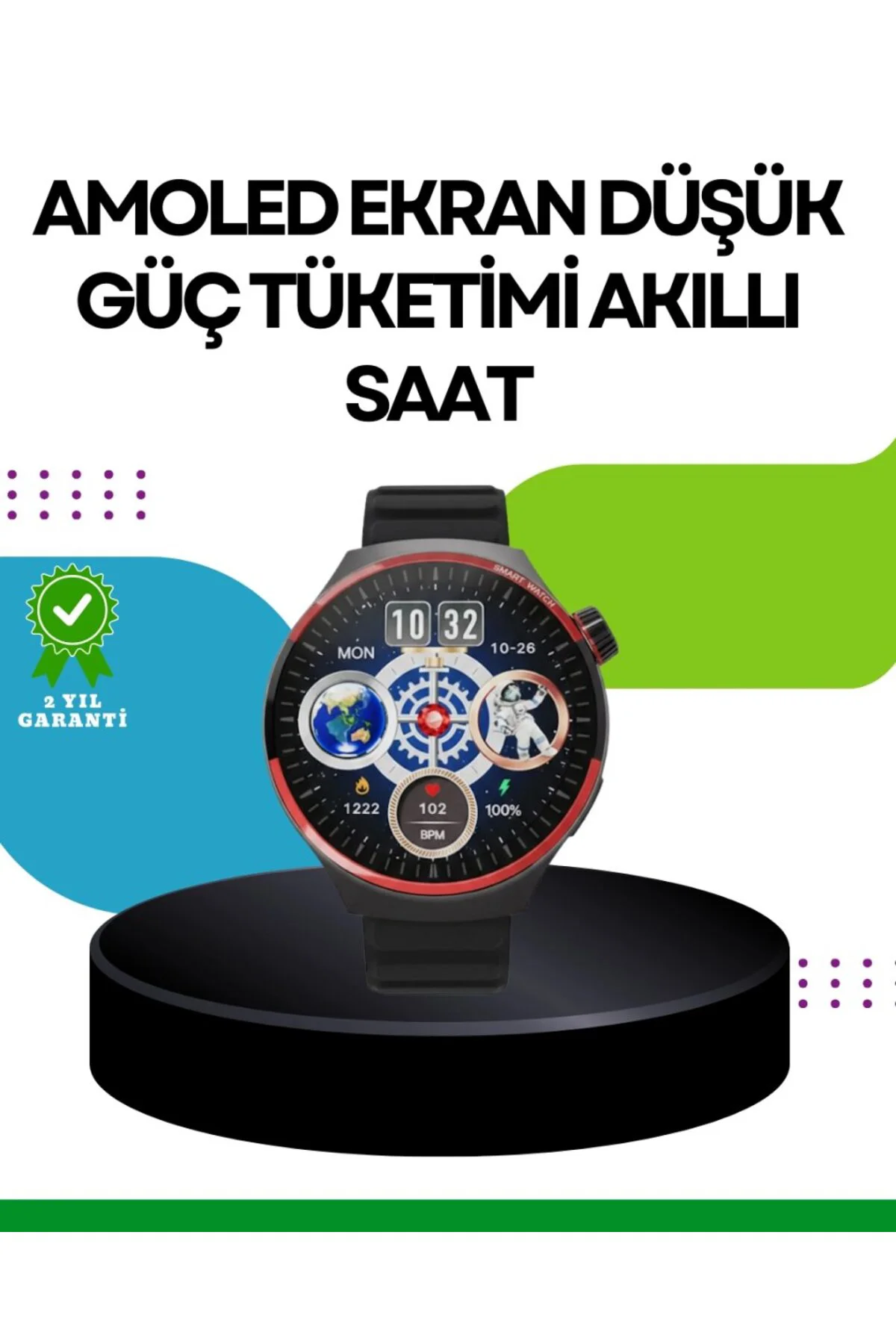 Spor Ve Sağlık Takipli Akıllı Saat Kablosuz Şarj