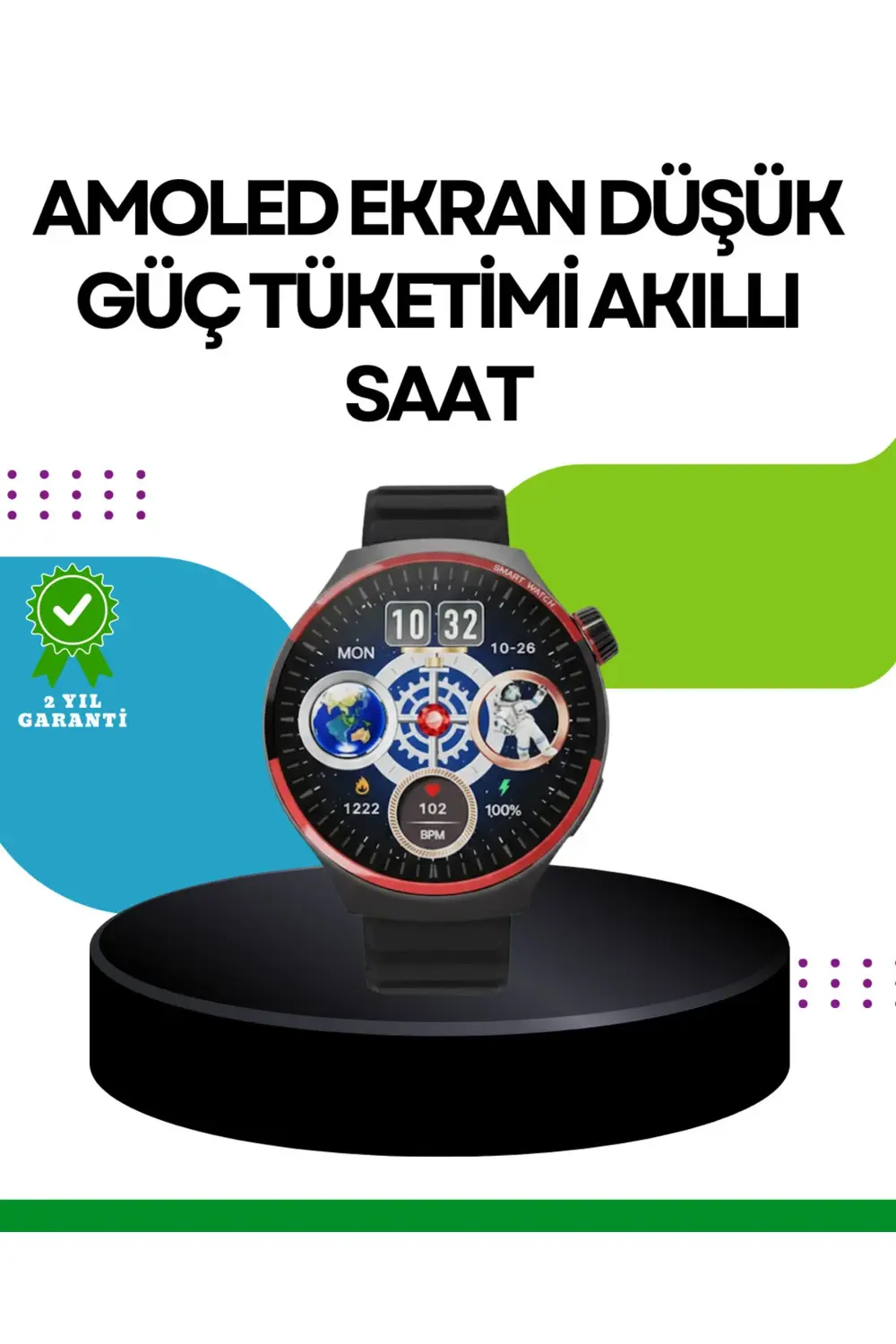 Spor ve Sağlık Takipli Akıllı Saat Kablosuz Şarj