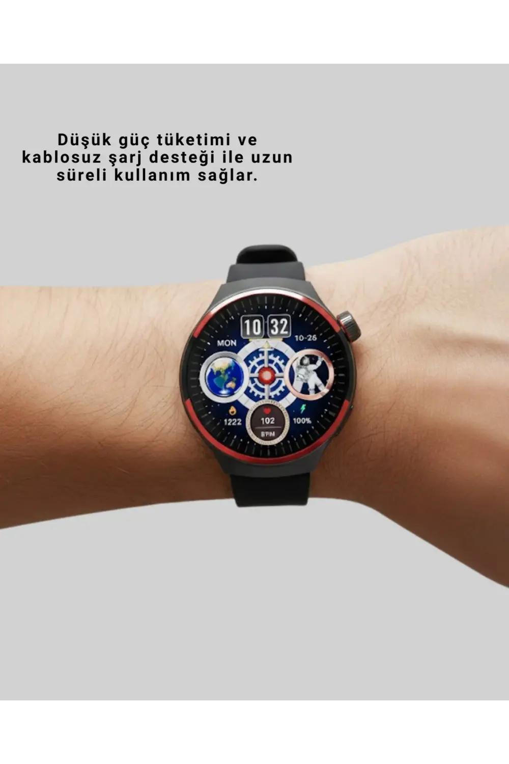 Spor ve Sağlık Takipli Akıllı Saat Kablosuz Şarj