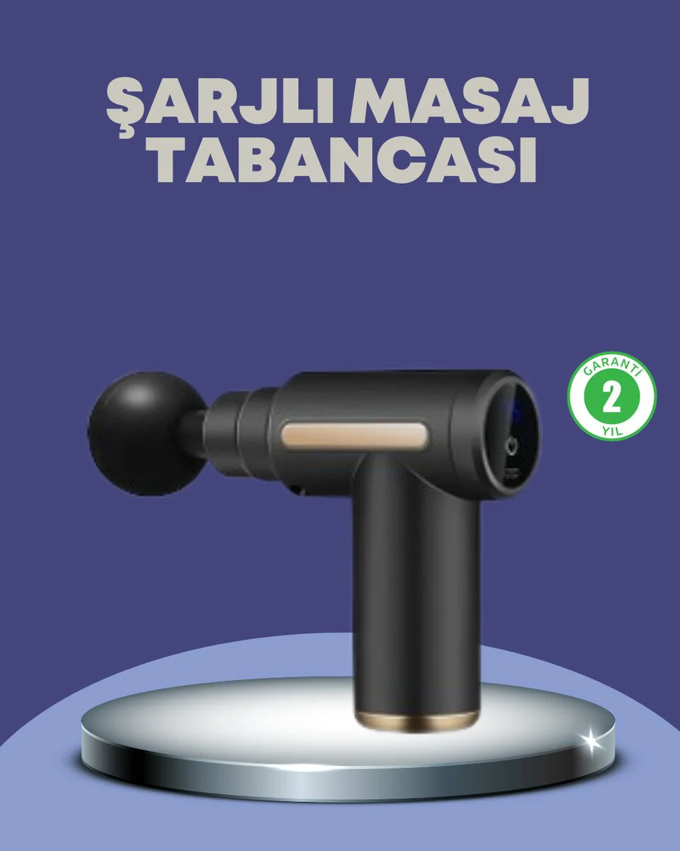 Sporcu Kas Masaj Tabancası 6 Kademe Güçlü Titreşim 4 Başlık Şarjlı Masaj Aleti - Evde Rahatlama