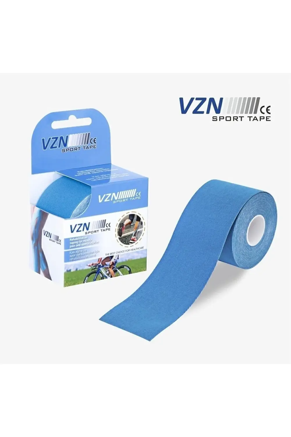 Sport Tape Mavi Renk Kinezyo Sporcu Bandı Ağrı Bandı 5 Metre X 5