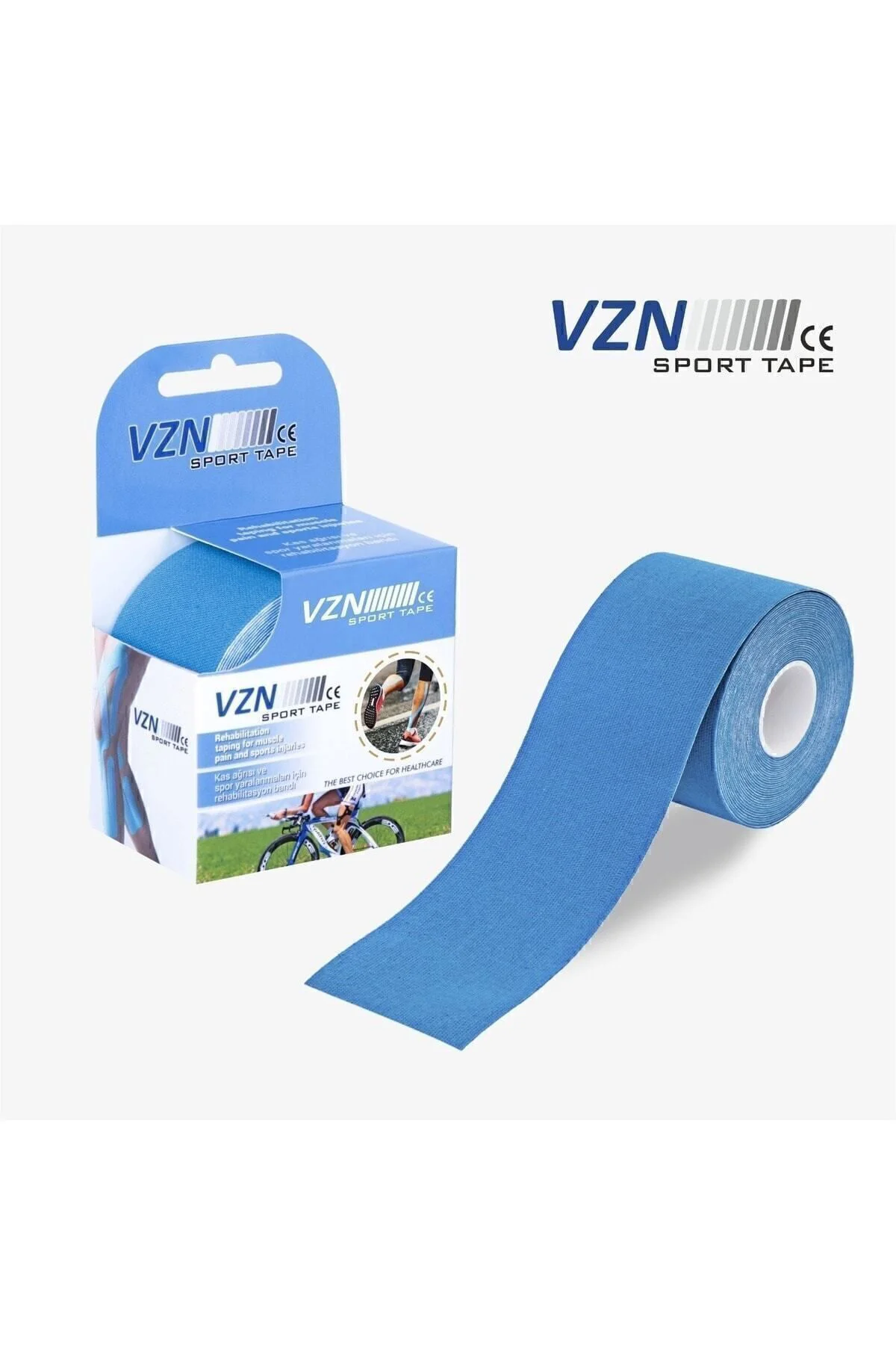 Sport Tape Mavi Renk Kinezyo Sporcu Bandı Ağrı Bandı 5 Metre X 5 