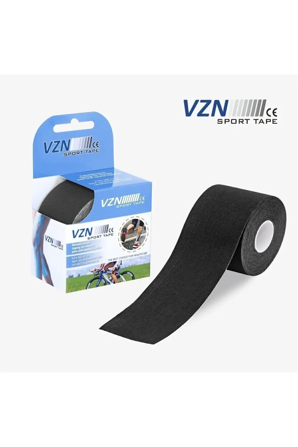 Sport Tape Siyah Renk Kinezyo Sporcu Bandı Ağrı Bandı 5 Metre X 5