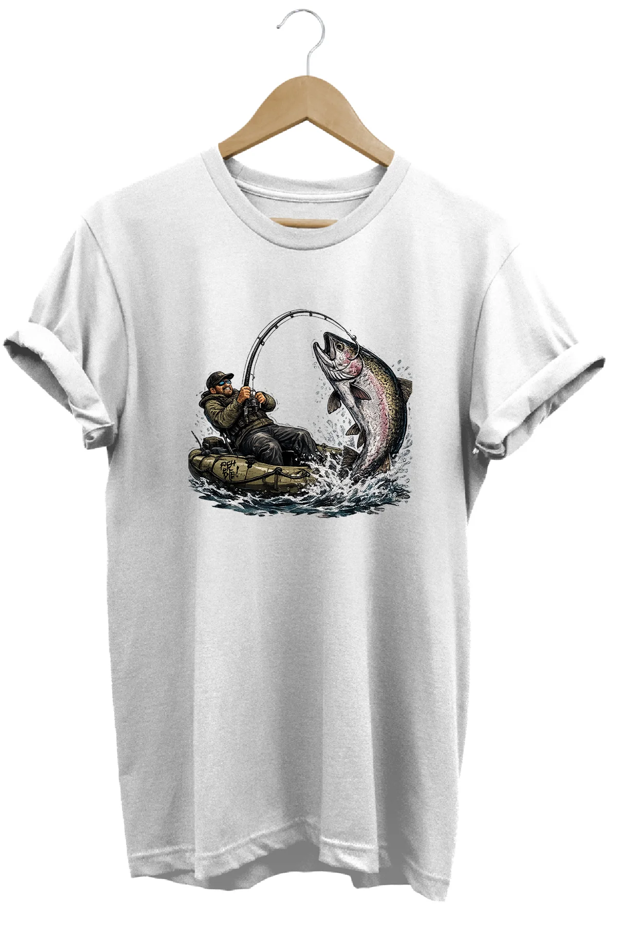 Sportif Balıkçılık ve Olta Baskılı Doğa Tişörtü Outdoor Kamp Giyi