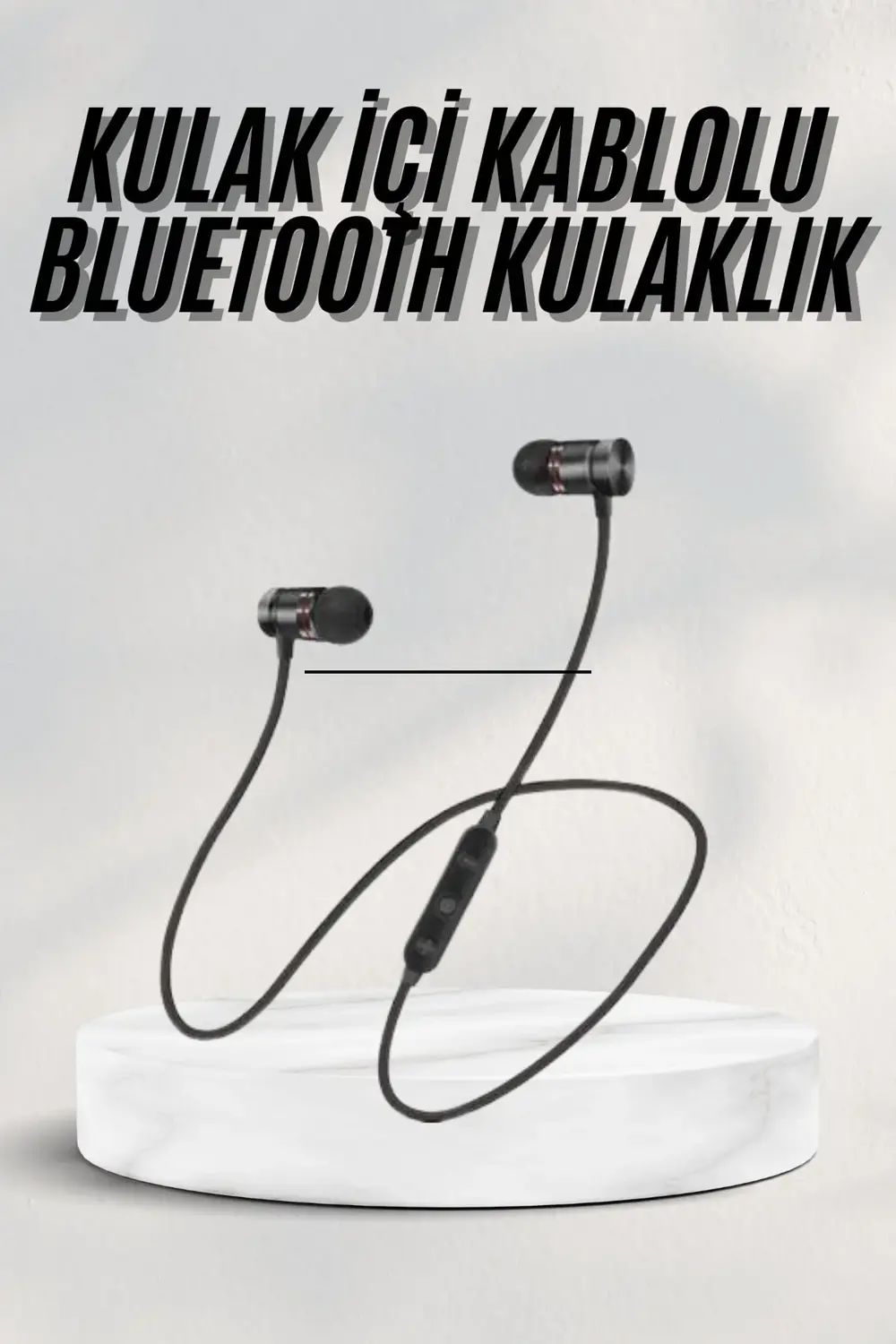Sports Mıknatıslı Siyah Bluetooth Kulaklık Kablolu Uzun Pil Ömrü