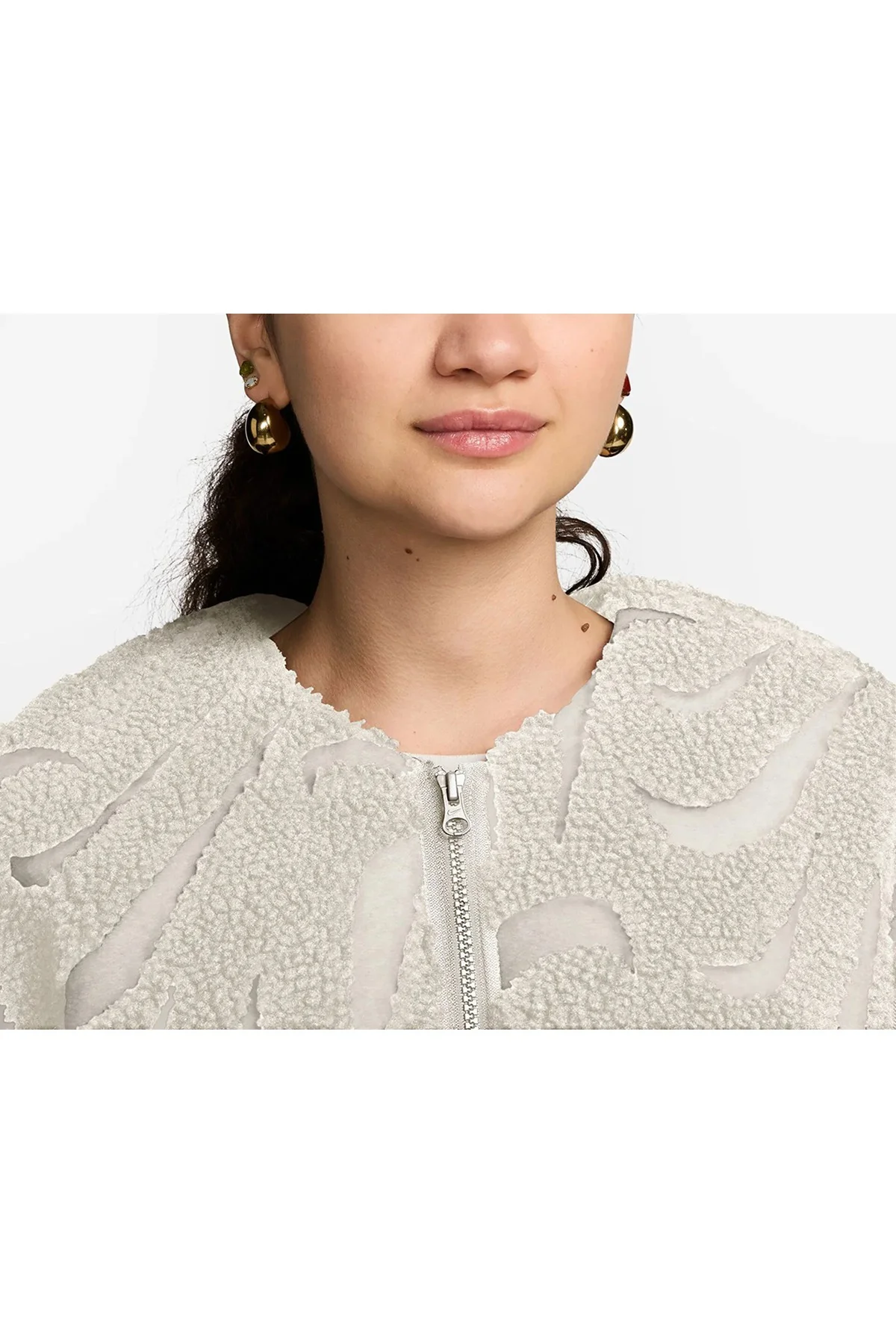 Sportswear Cozy Long-Haired All-Over Swoosh Logo Lined Loose Full-Zip Kadın Ceket-FV8025-104-SP