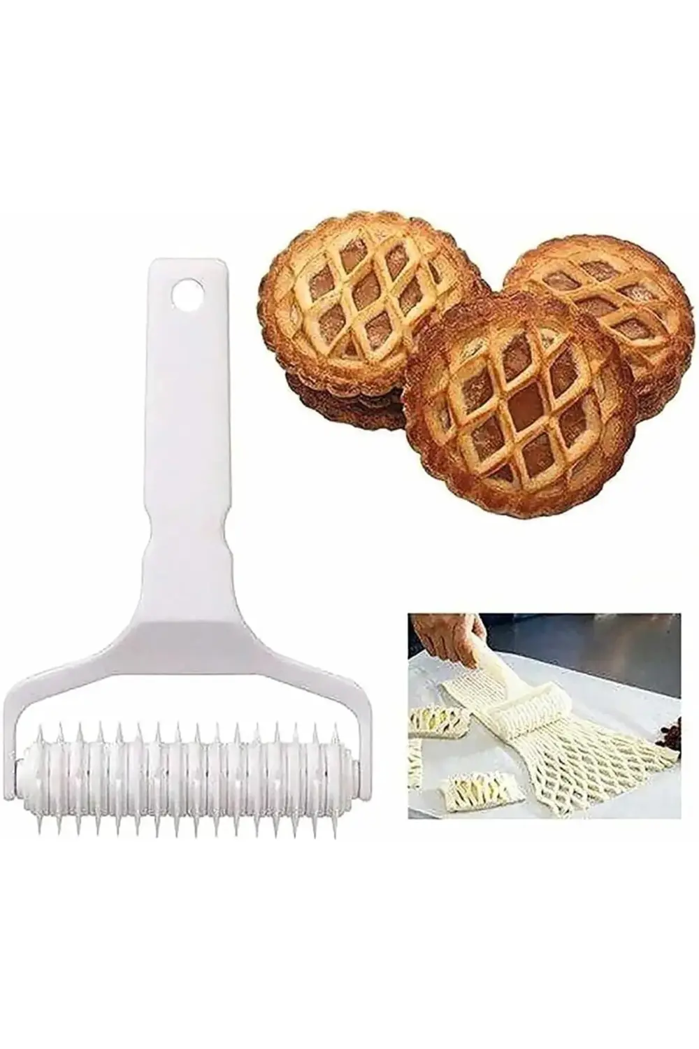 SPRENDA Büyük Boy Kafes Şekilli Hamur Kesici Rulet Tart Kesme Apa