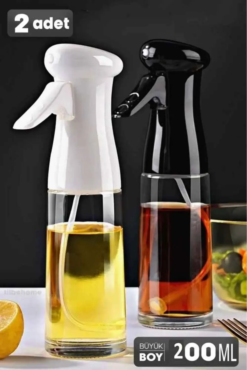 Sprey Cam Yağdanlık 200 Ml. 2 Adet Siyah Ve Beyaz Renkli