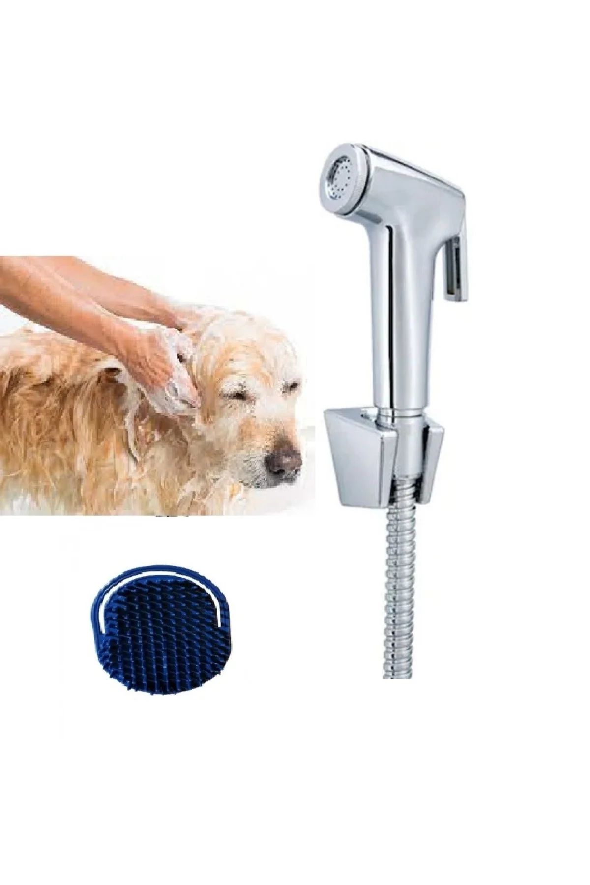Sprey El Duşu Kedi Köpek Yıkama Tabancası Seti ve Kedi Köpek Yıka
