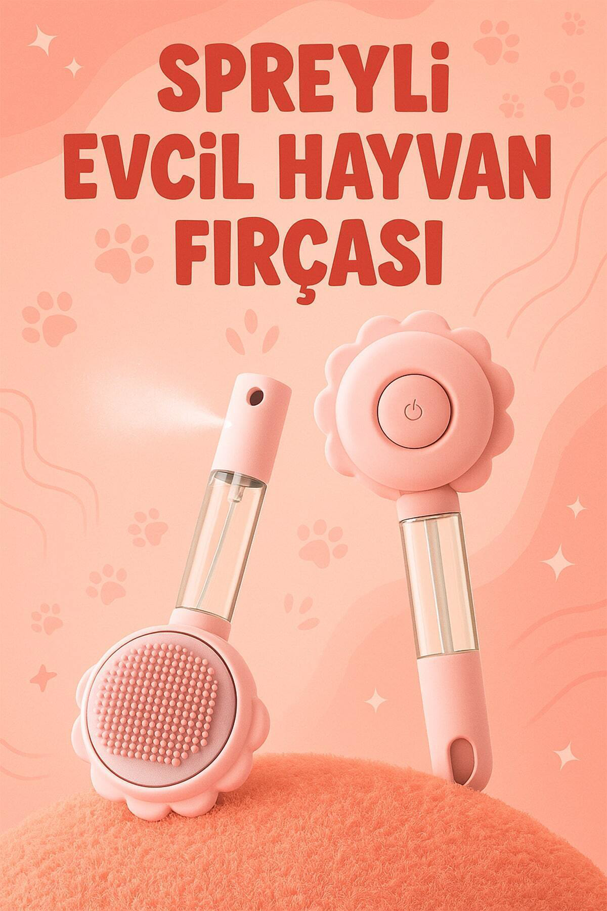 Sprey Hazneli Evcil Hayvan Tüy Toplama ve Temizlik Fırçası – Kedi