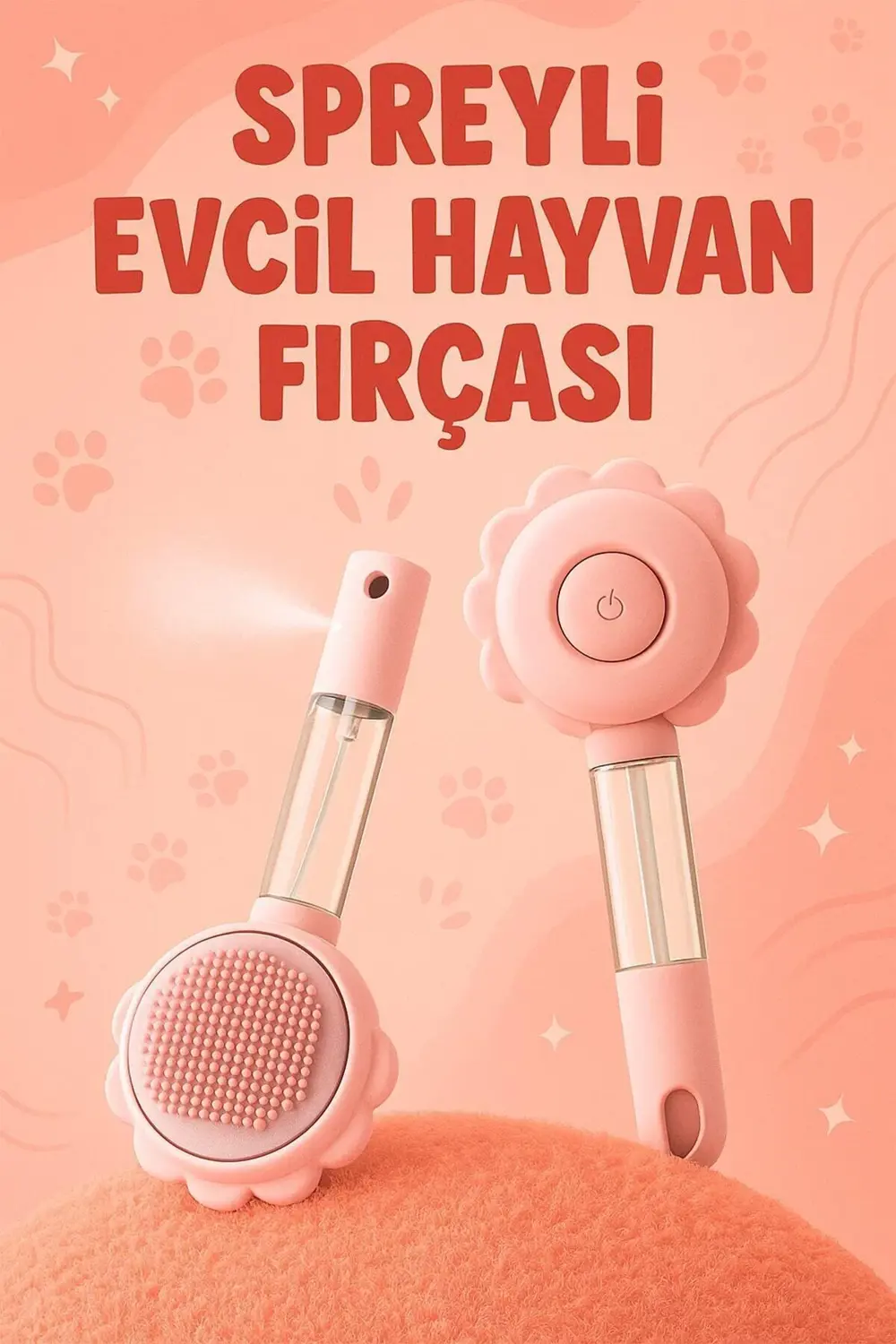 Sprey Hazneli Evcil Hayvan Tüy Toplama ve Temizlik Fırçası – Kedi
