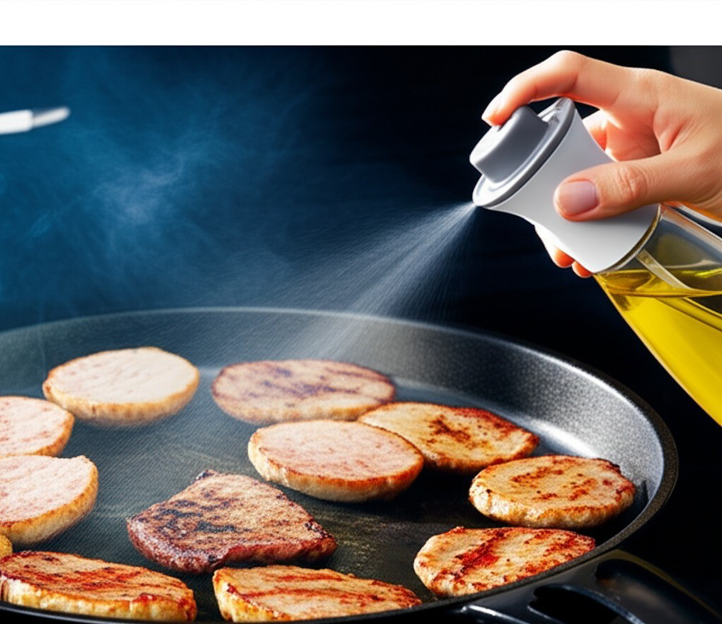 Spreylı Cam Yağ & Sirke Şişesi 220 ml, Şeffaf Cam Gövde Pratik Çö