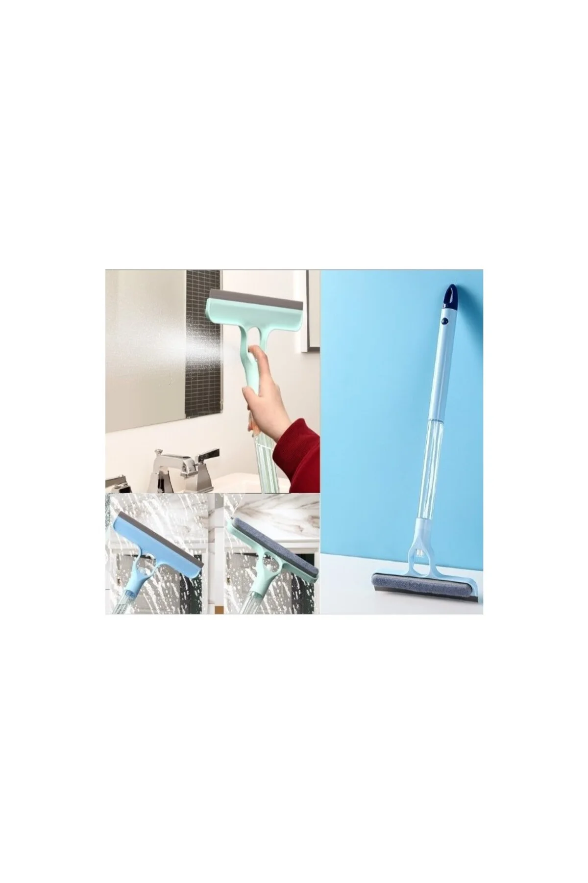 Spreyli Çekçekli Camsil & Fırça Aparatı - Çok Fonksiyonlu Cam Temizleyici Set Spreyli Çekçekli Camsil & Fırça Aparatı - Çok Fonksiyonlu Cam Temizleyici Set