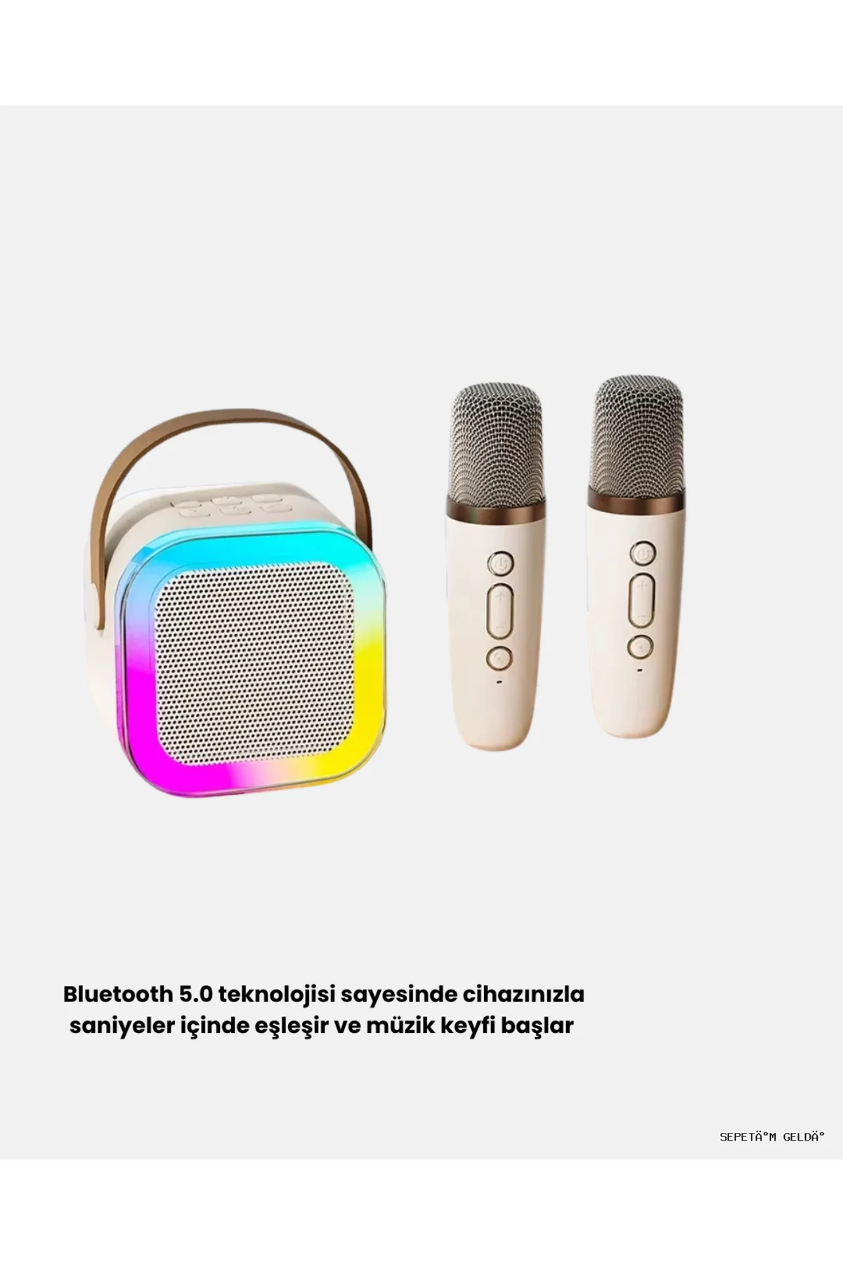 SPT-GLD Bluetooth Hoparlör Renkli LED Işıklı ve (05233) Type-C Şarjlı - Görsel 2