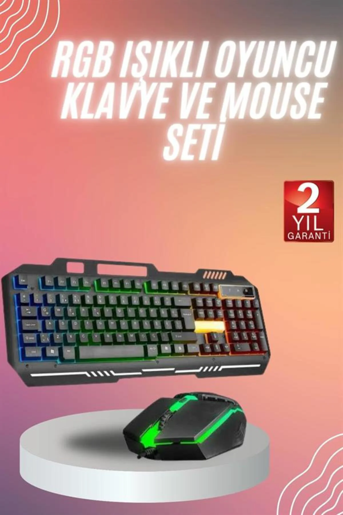 SPTRNS RGB Işıklı Gaming Klavye Q Klavye (10000) Mouse Hediyeli
