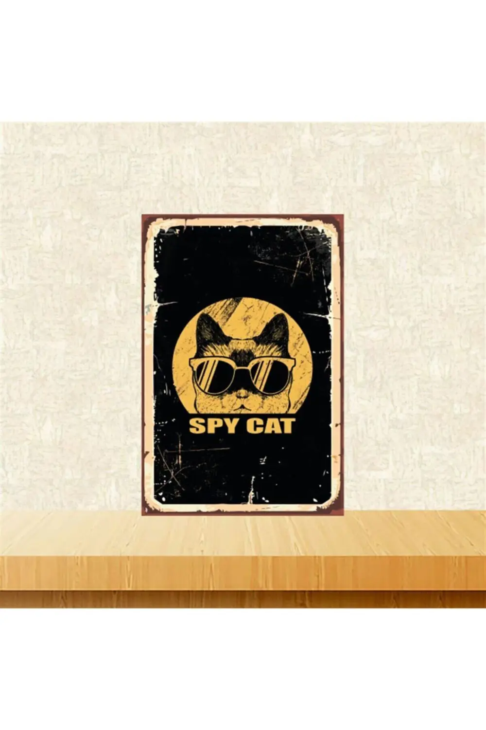Spy Cat 20-30 Cm Retro Ahşap Tablo Tkfx5184