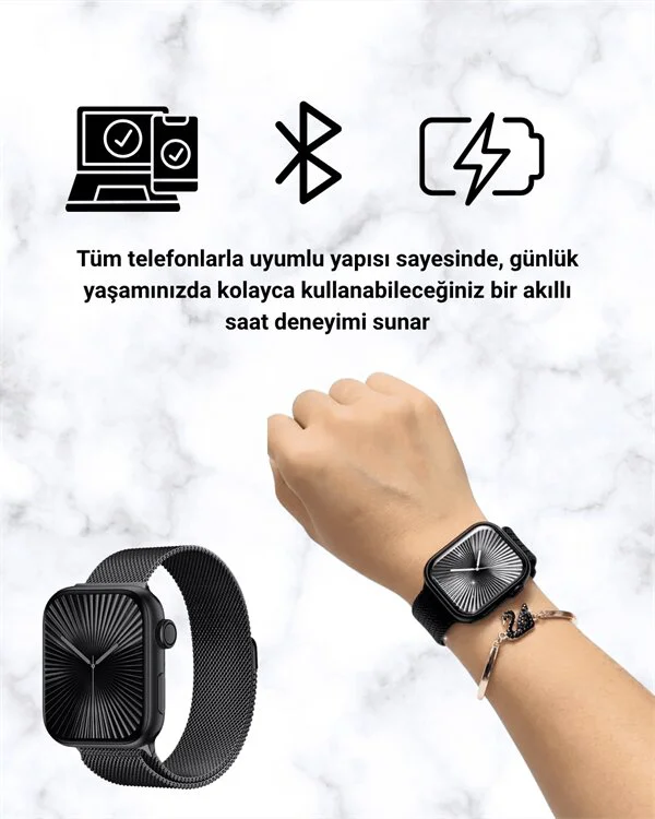 SQ-16 Mini Series 10 Akıllı Saat – 3 Kordon + Hediye Bileklik Paketi