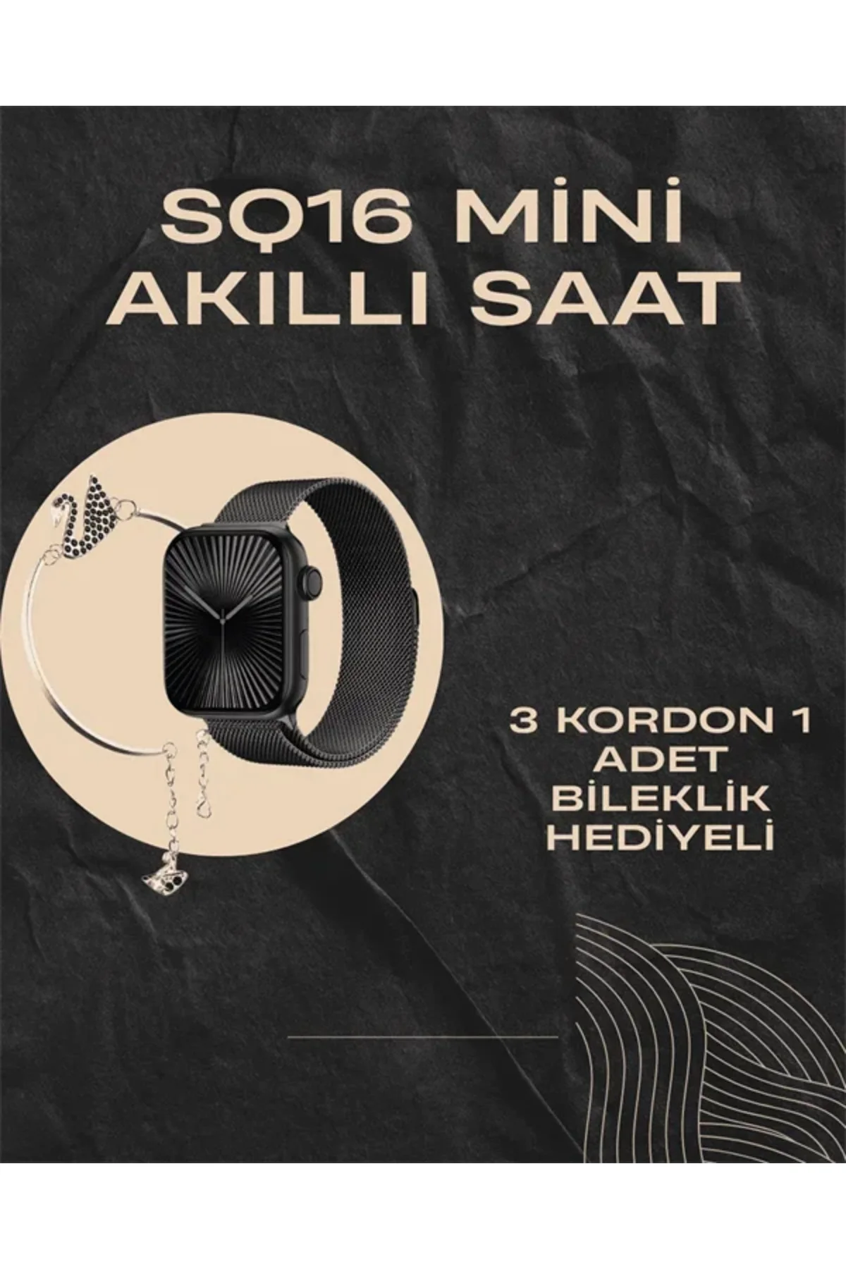 SQ-16 Mini Series 10 Akıllı Saat | Şık ve Hafif Tasarım, 3 Kordon Seçeneği