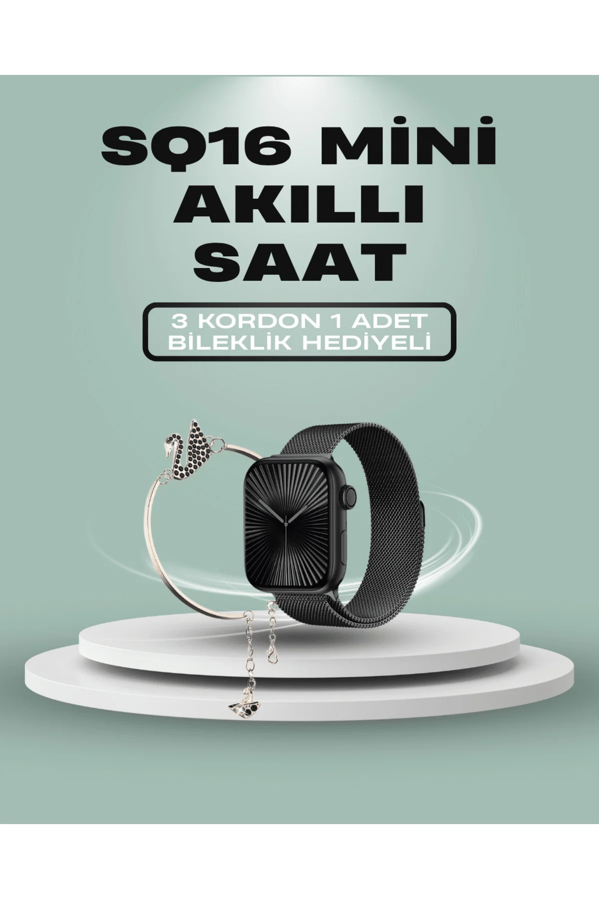 SQ-16 Mini Series 10 Akıllı Saat – 3 Kordon + Hediye Bileklik SQ-16 Mini Series 10 Akıllı Saat – 3 Kordon + Hediye Bileklik