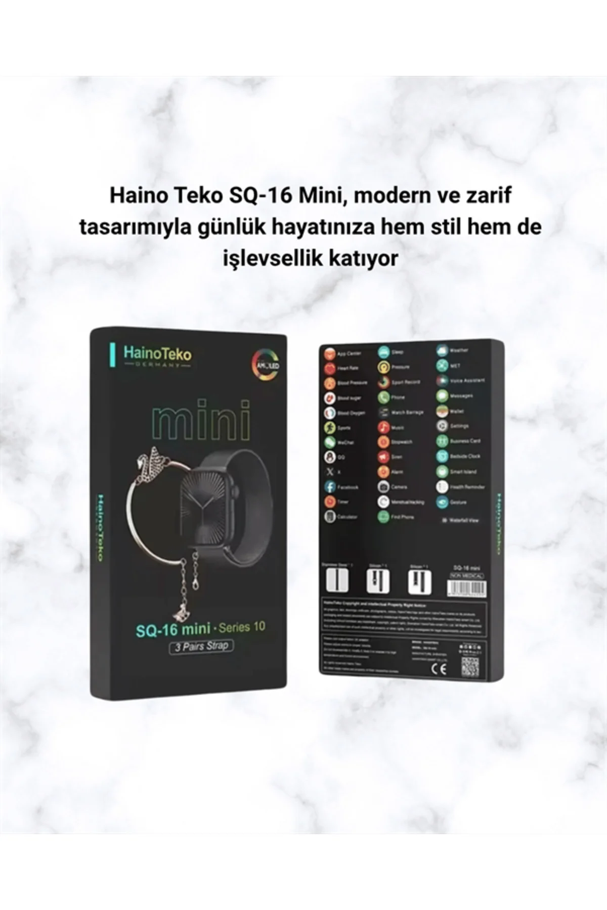 SQ-16 Mini Series 10 – Dokunmatik Akıllı Saat | Kalp Ritmi, SpO2,