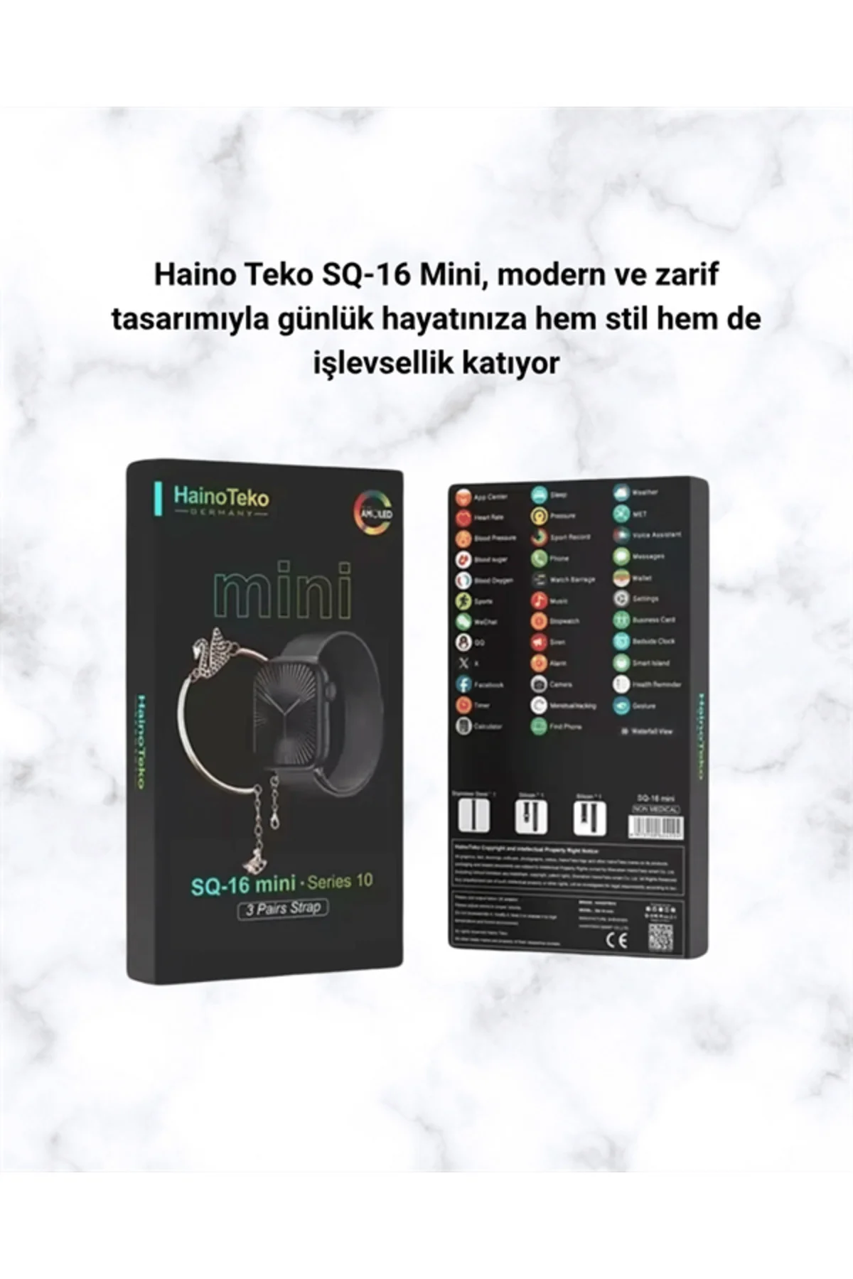 Sq-16 Mini Series 10 Akıllı Saat | Şık Ve Hafif Tasarım, 3 Kordon Seçeneği - Görsel 5